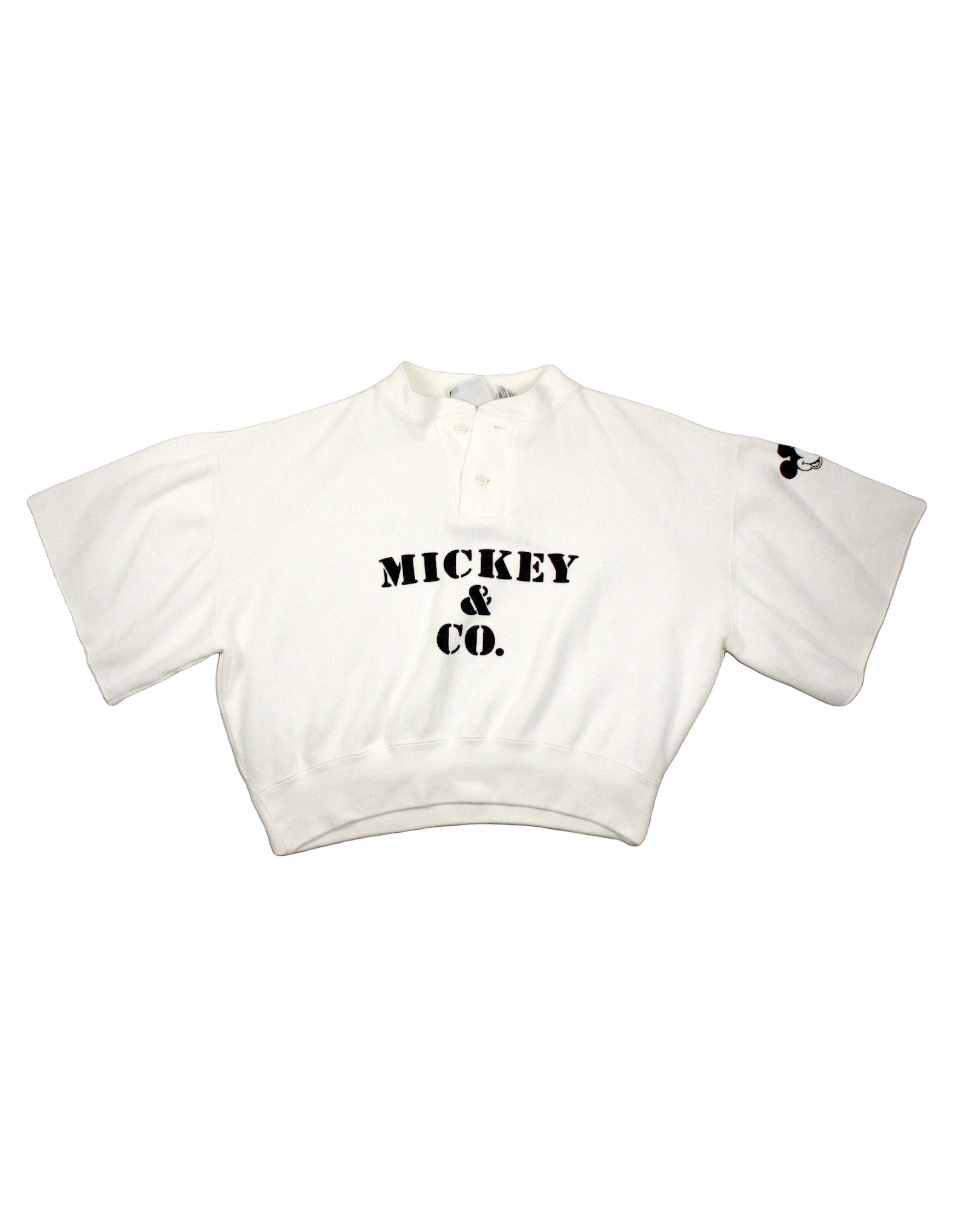 Mickey & Co. Women's Black and White Rib-Knit Short Sleeve Cropped Top – Size M