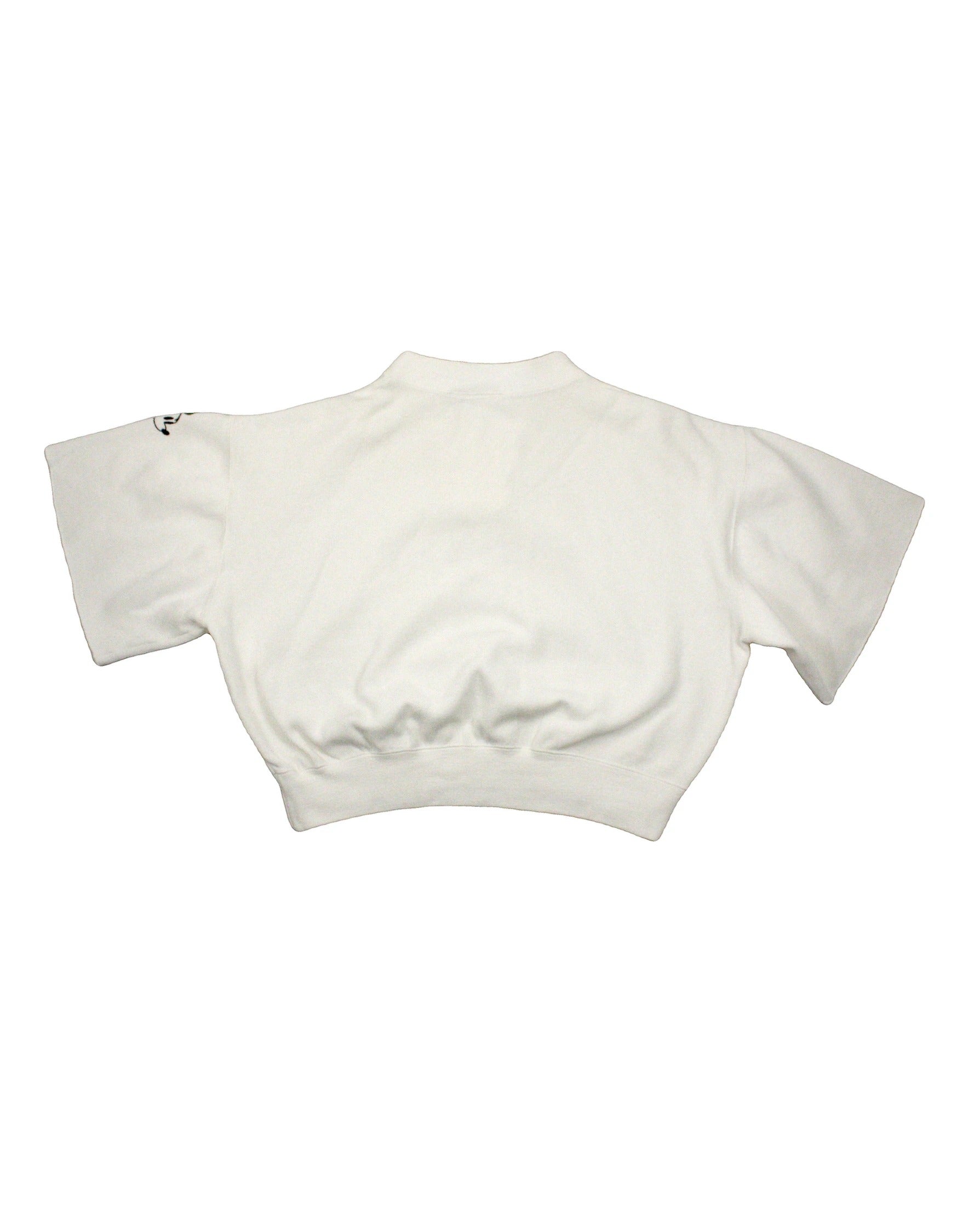 Mickey & Co. Women's Black and White Rib-Knit Short Sleeve Cropped Top – Size M