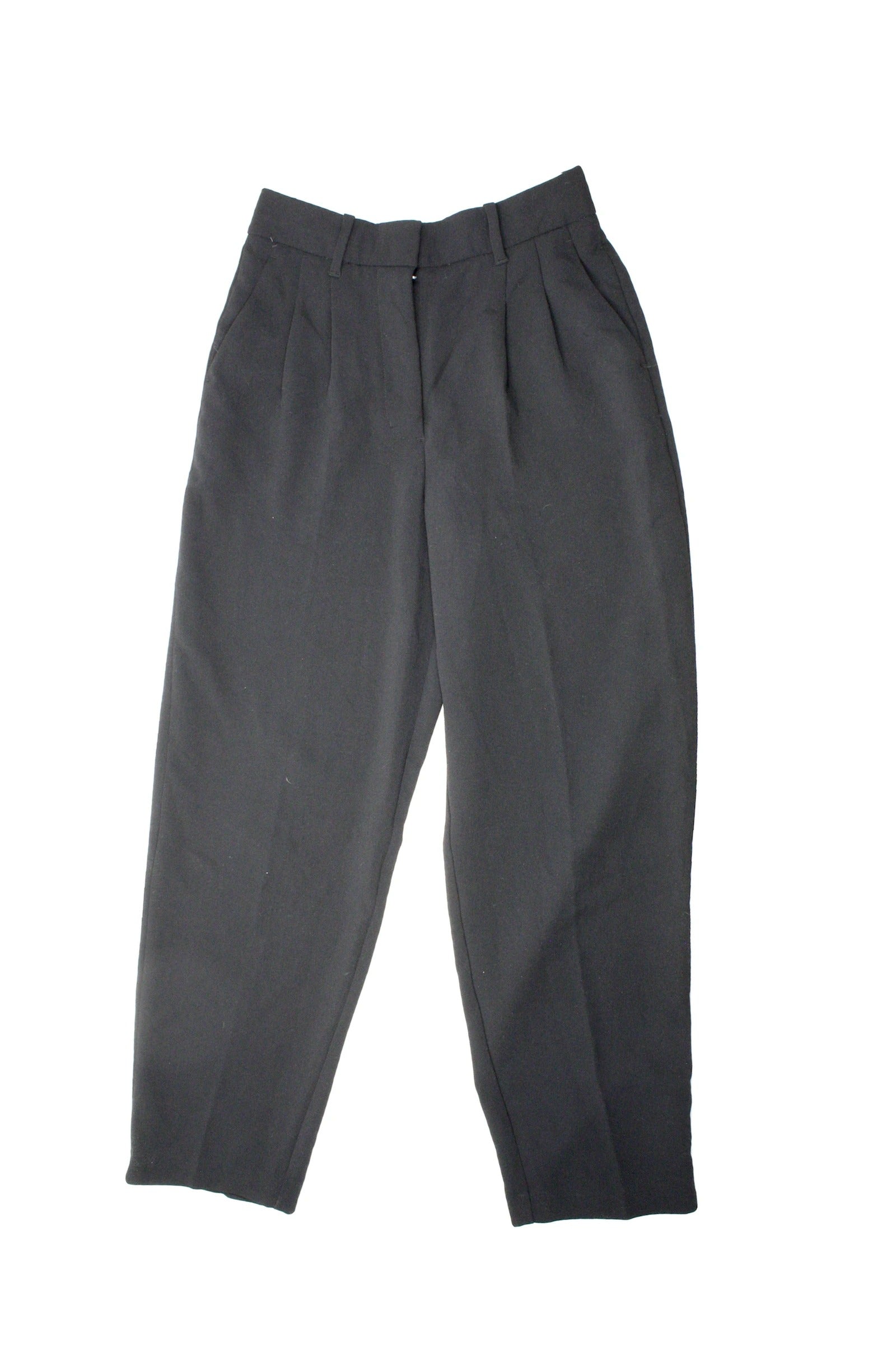 Wilfred Women's Black High-Waist Pleated Straight-Leg Pants – Size 28