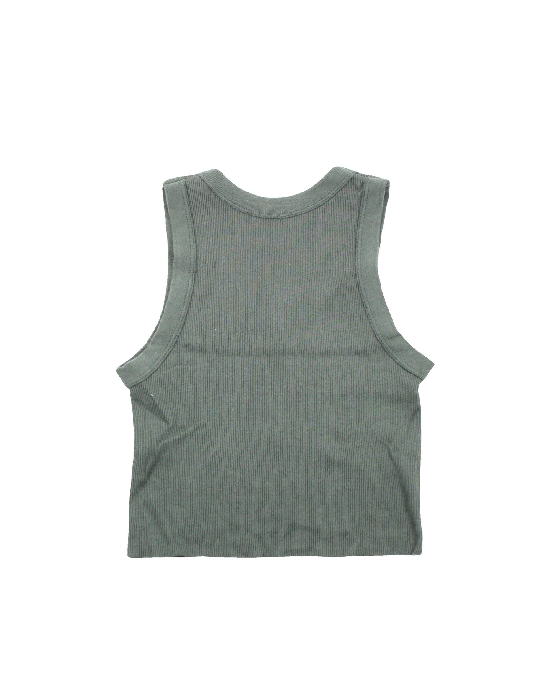 Brandy Melville Women's Dark Green Rib-Knit Cotton Sleeveless Crop Top