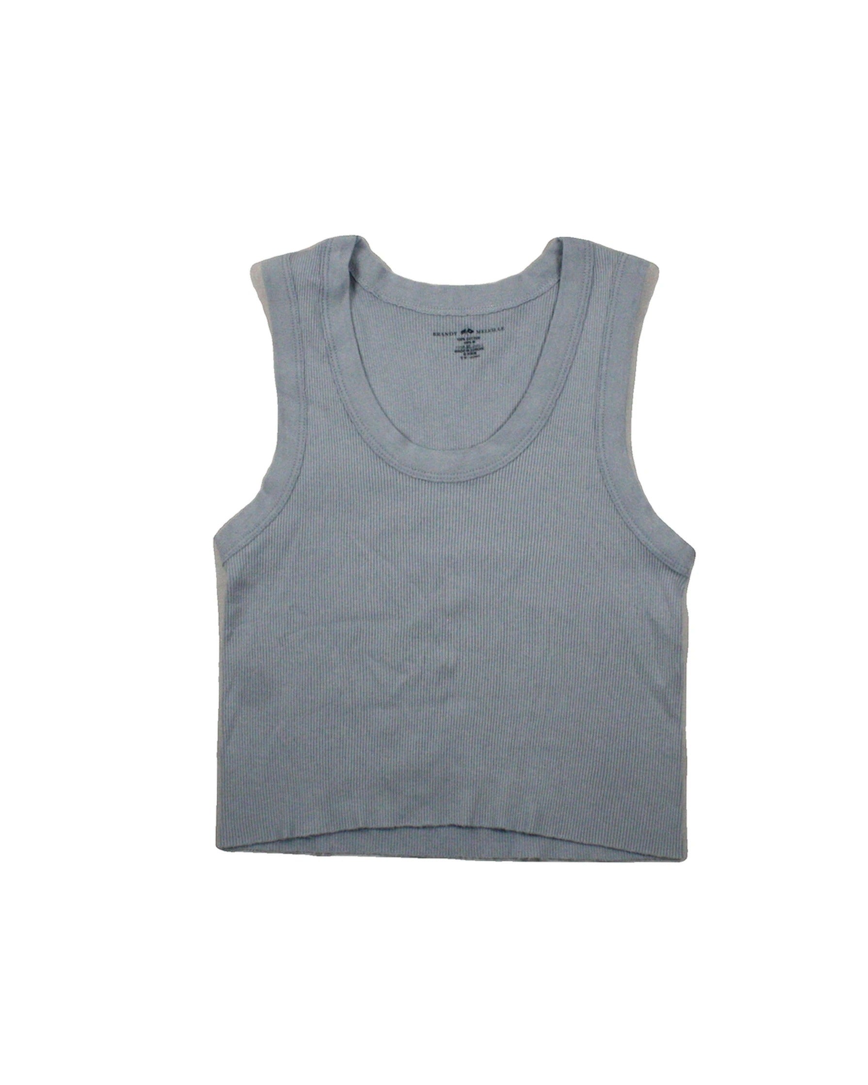 Brandy Melville Women's Light Blue Rib-Knit Cotton Sleeveless Crop Top