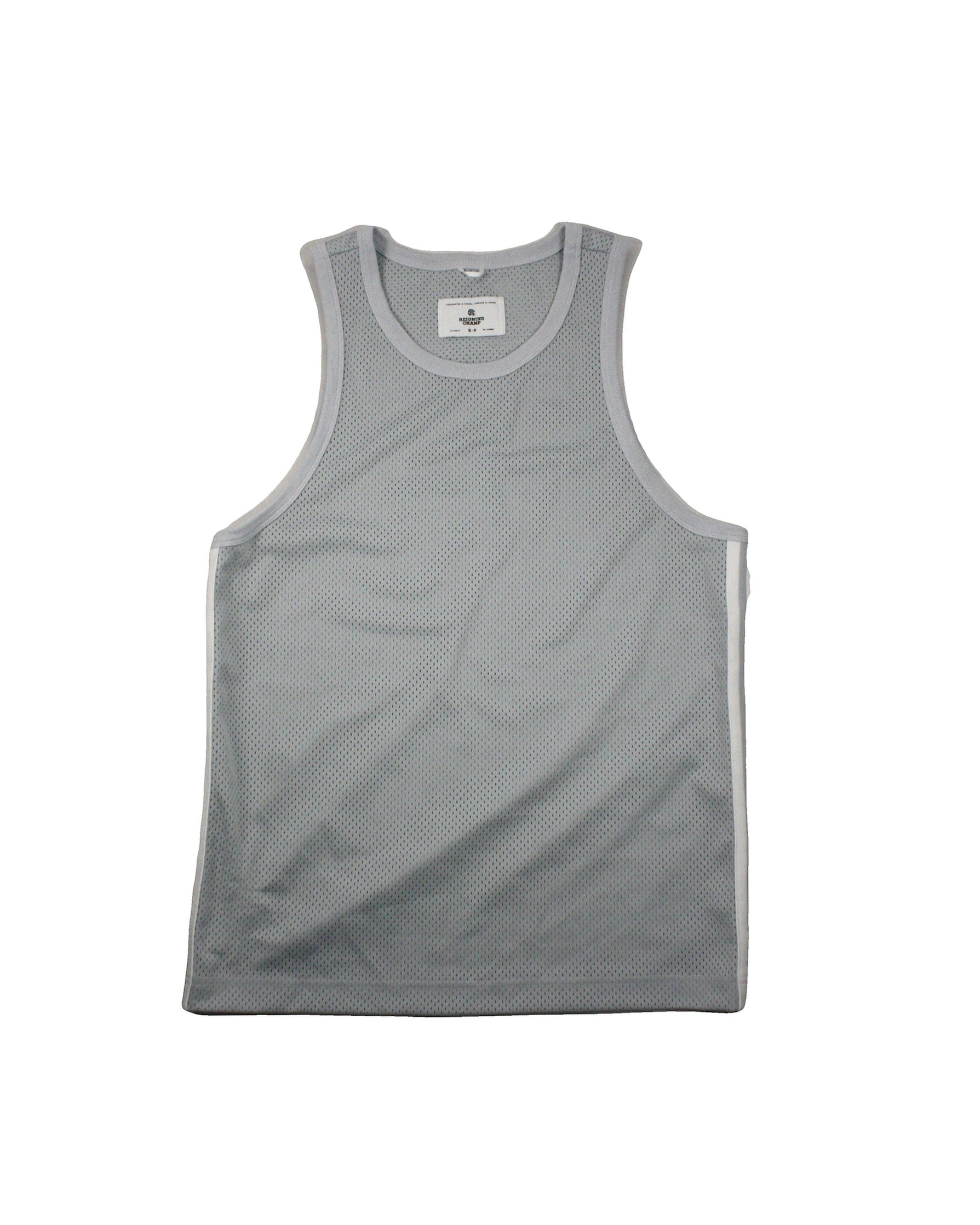 Reigning Champ Men's Grey and White Mesh Sleeveless Top – Size S