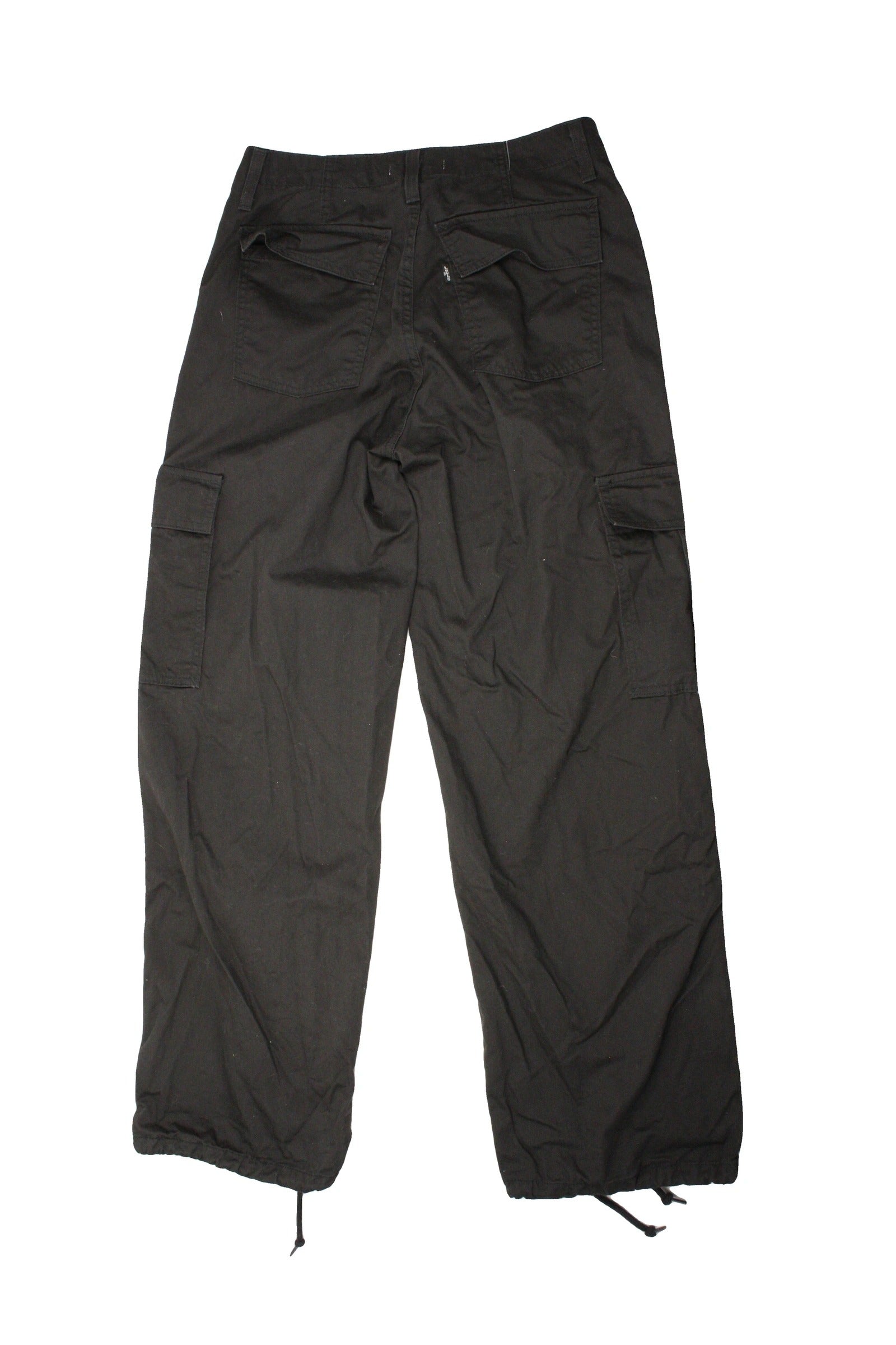 Levi's Women's Black High-Rise Cargo Pants with Drawstring Cuffs – Size 26