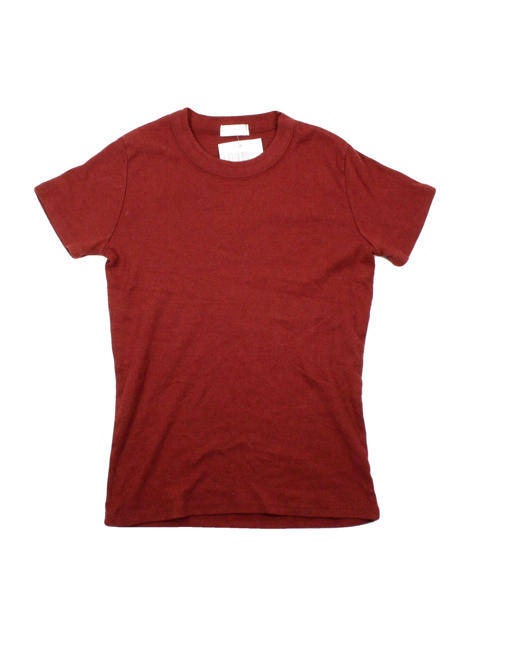 John Galt Women's Maroon Rib-Trim T-Shirt – New