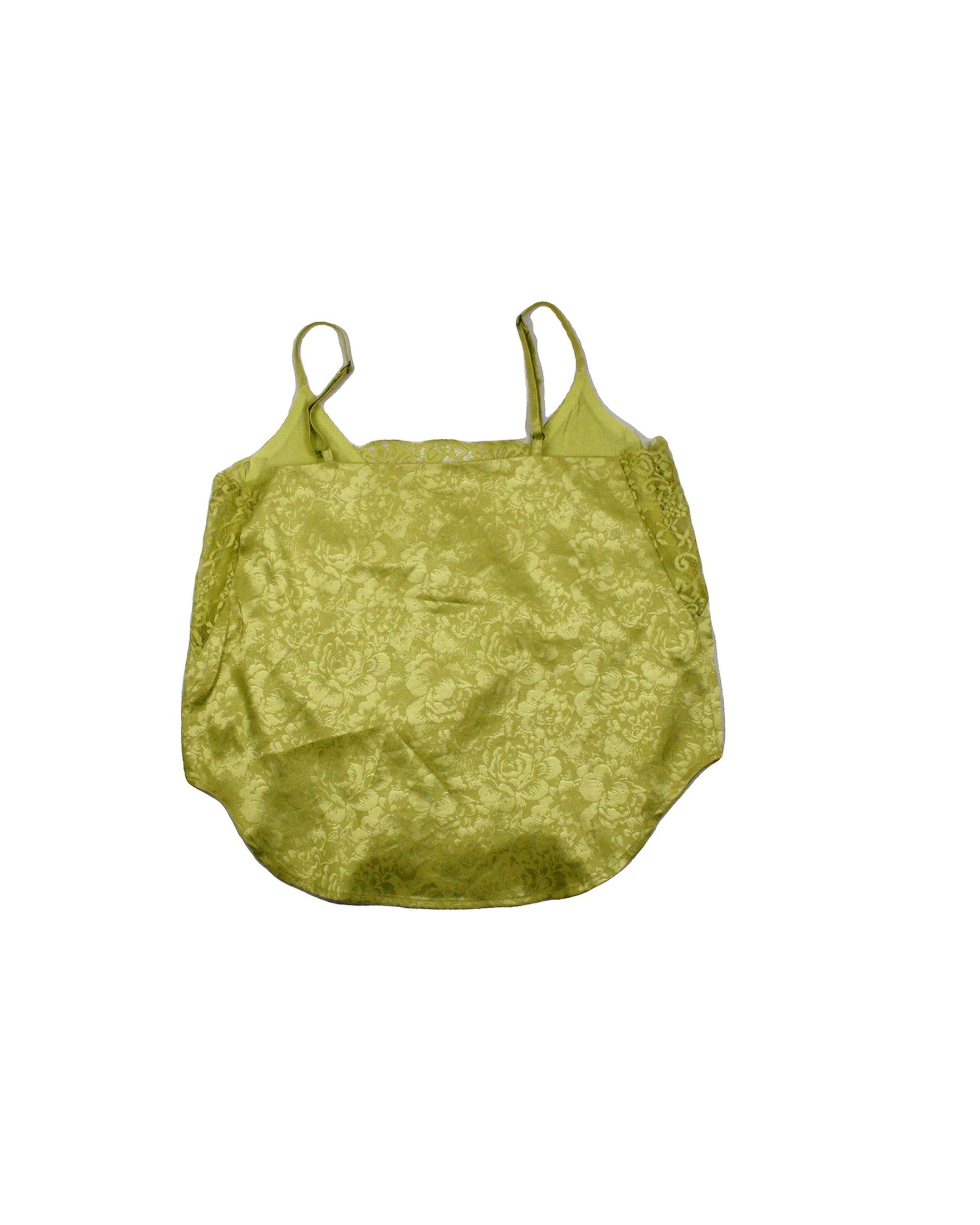 Heartloom Women's Lime Floral Spaghetti Strap Top with Lace Panels – Size XS