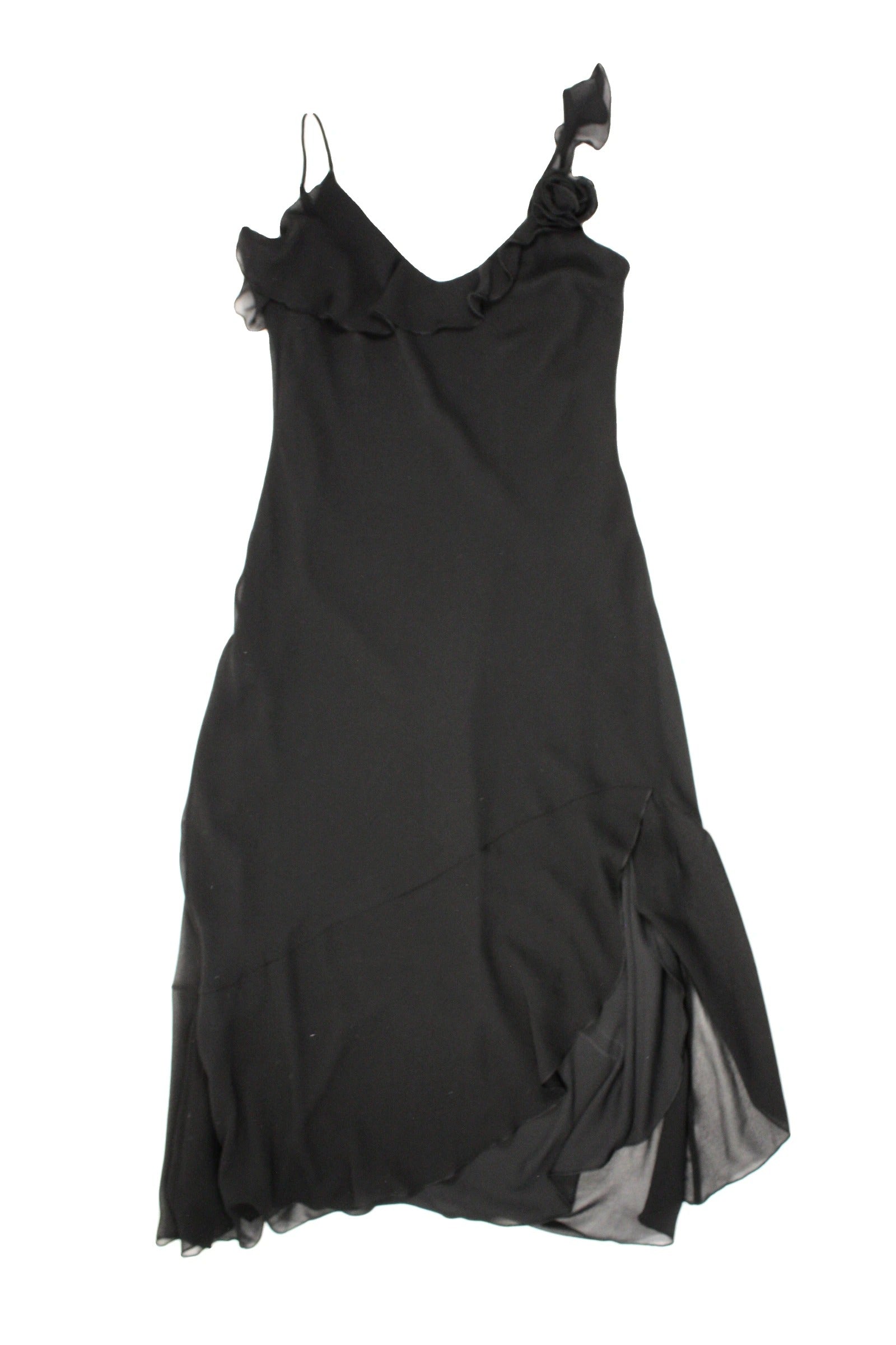 Wilfred Women's Black Spaghetti Strap Maxi Dress with Rosette Detail – Size S