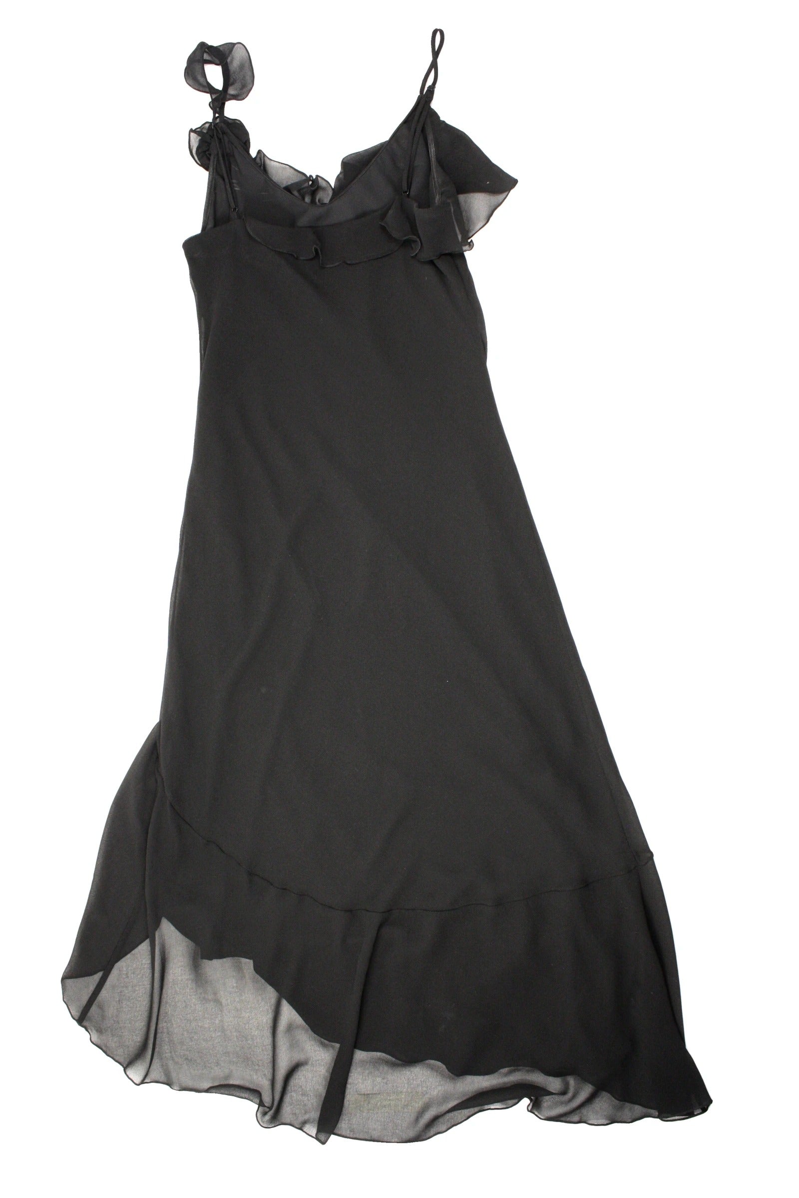 Wilfred Women's Black Spaghetti Strap Maxi Dress with Rosette Detail – Size S