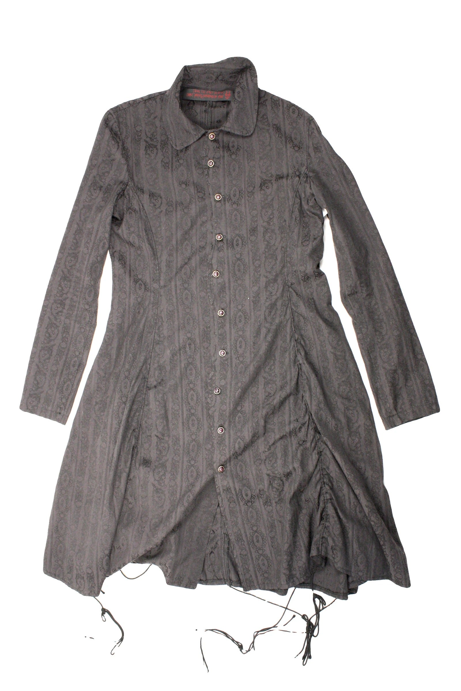 No Brand Women's Black Long Sleeve Dress with Ornate Pattern