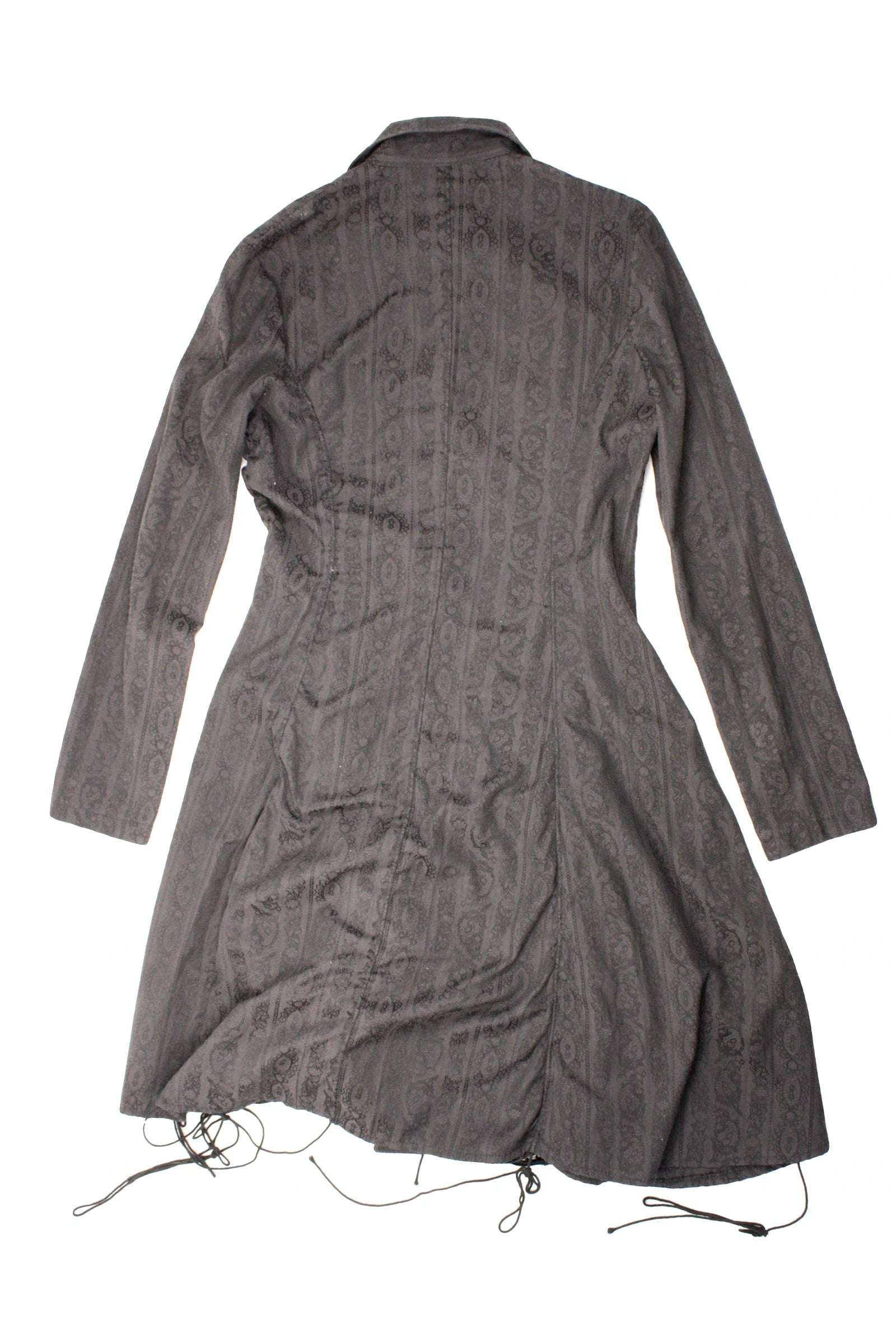 No Brand Women's Black Long Sleeve Dress with Ornate Pattern