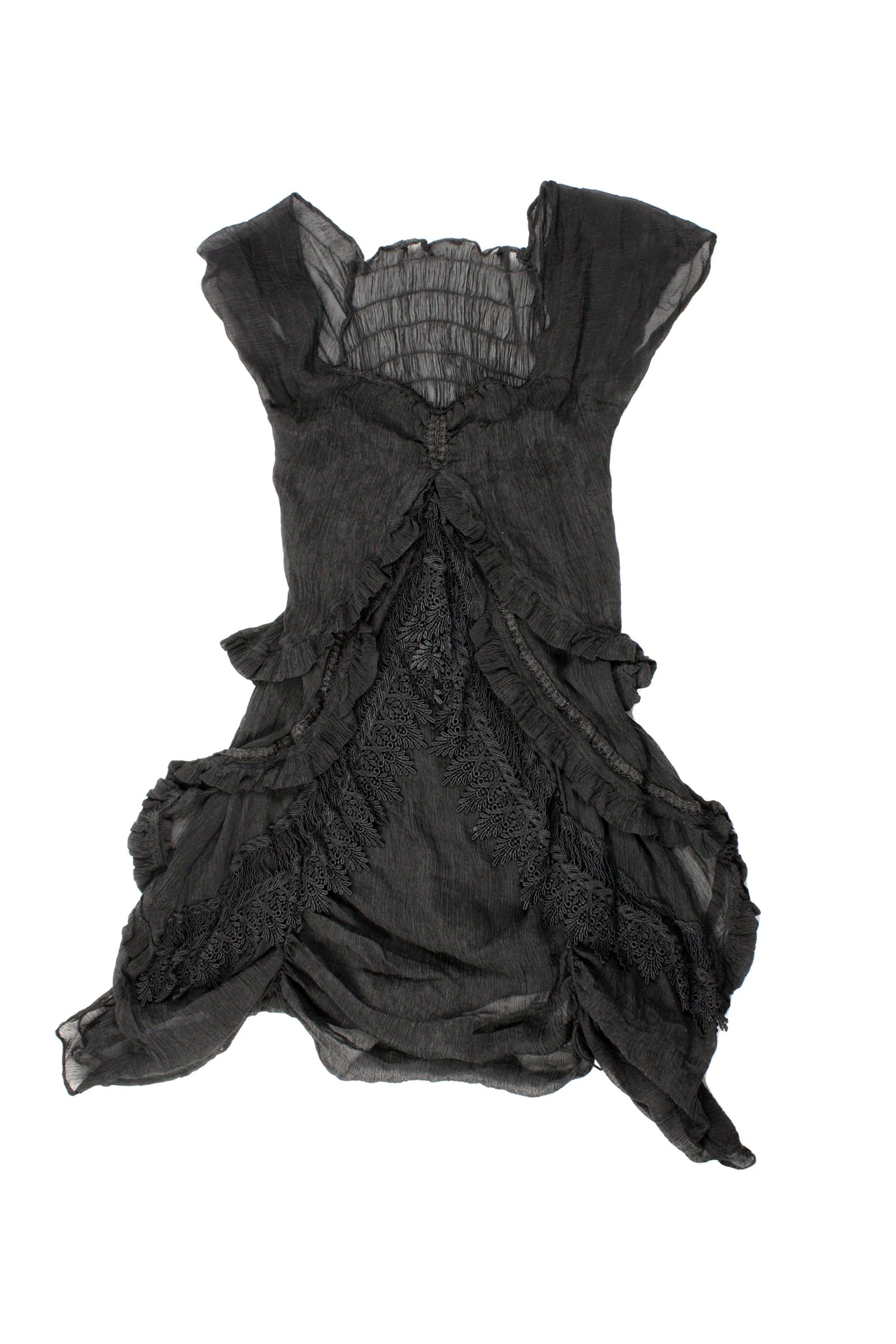 No Brand Women's Black Short Sleeve Mini Dress with Lace Panels