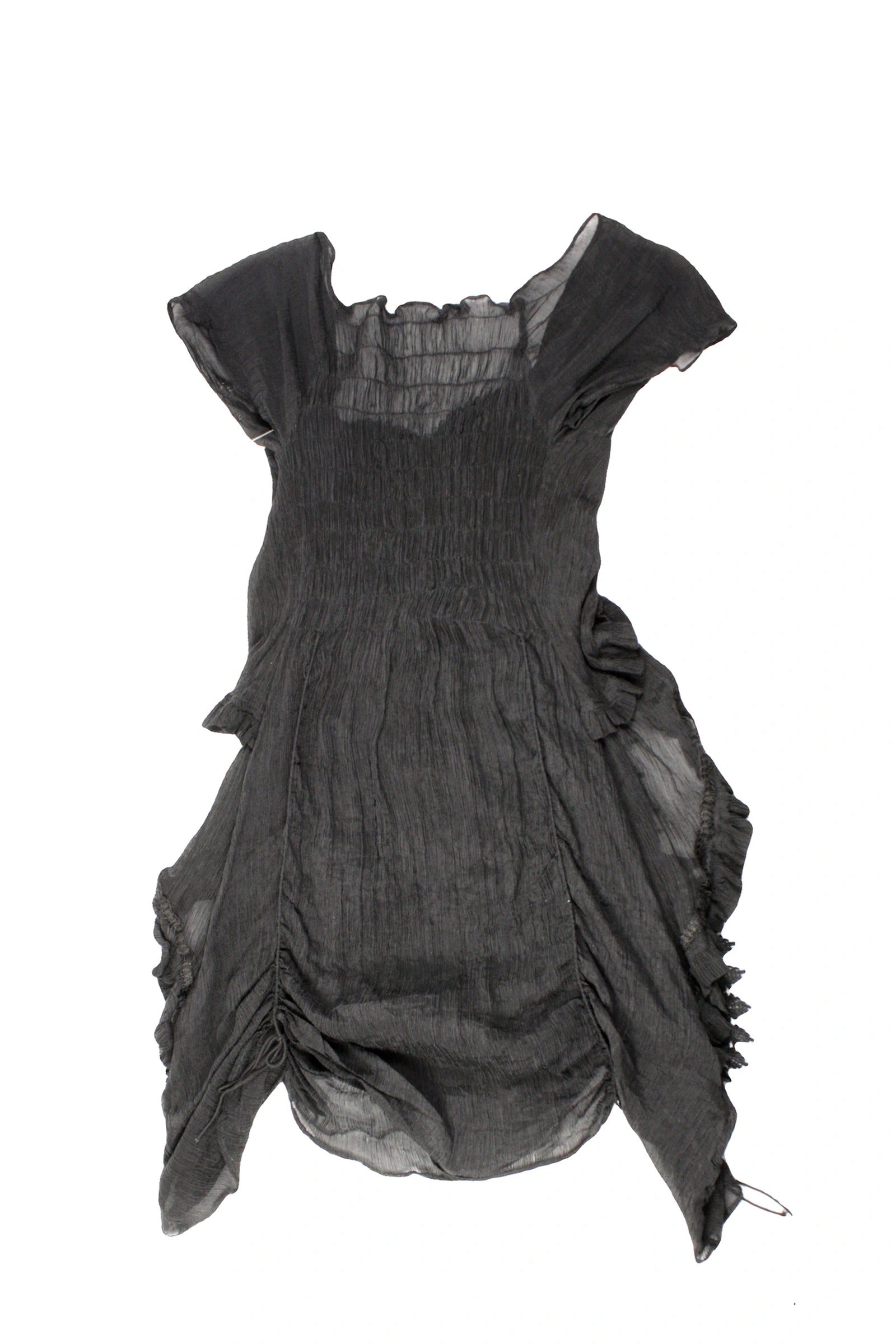 No Brand Women's Black Short Sleeve Mini Dress with Lace Panels