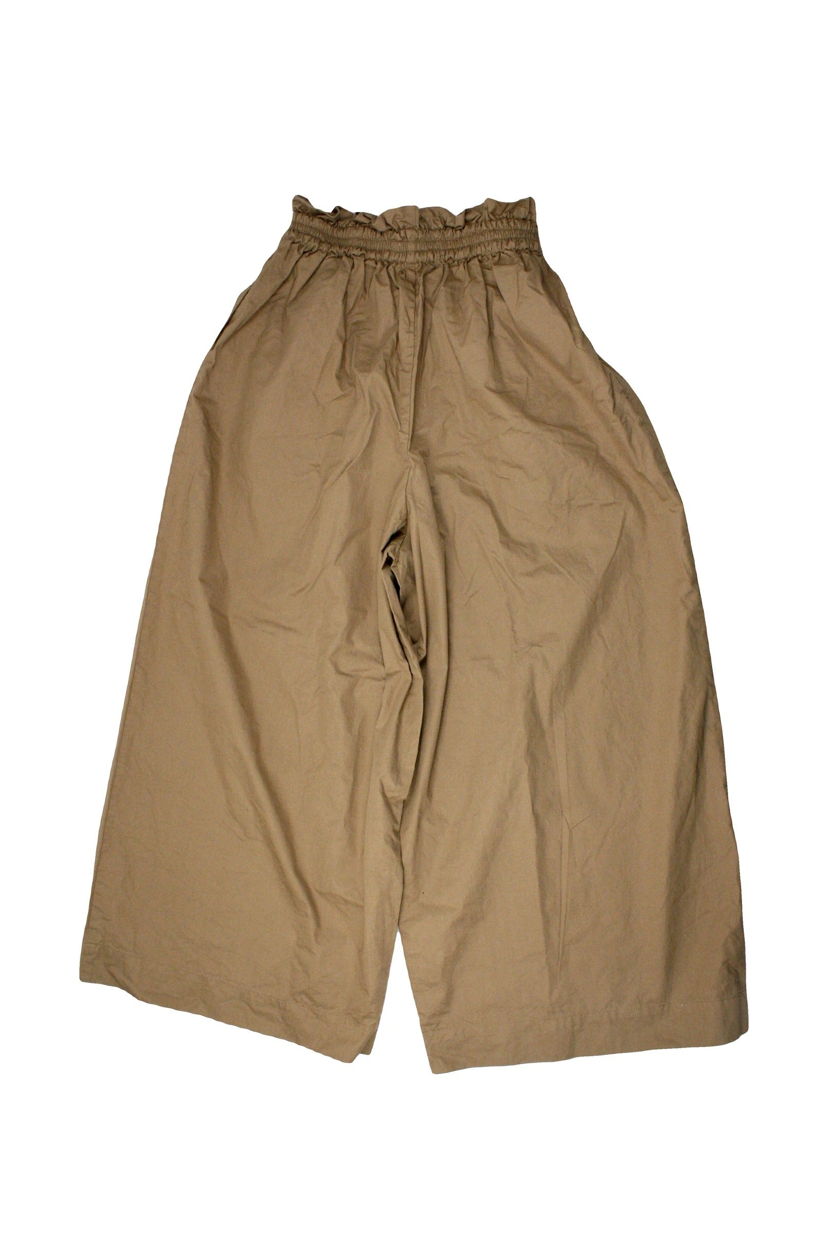 Resimple Women's Dark Camel Wide-Leg Pants with Elastic Drawstring Waist – Size 26