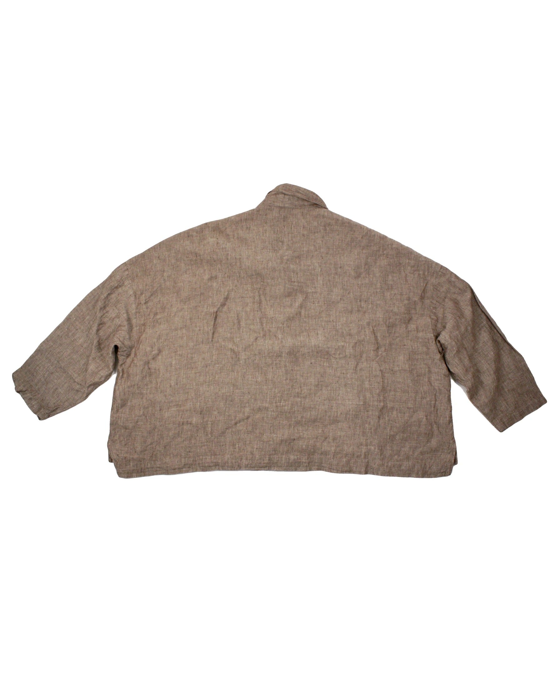 J.Jill Women's Dark Taupe Linen Long Sleeve Cropped Shirt – Size S