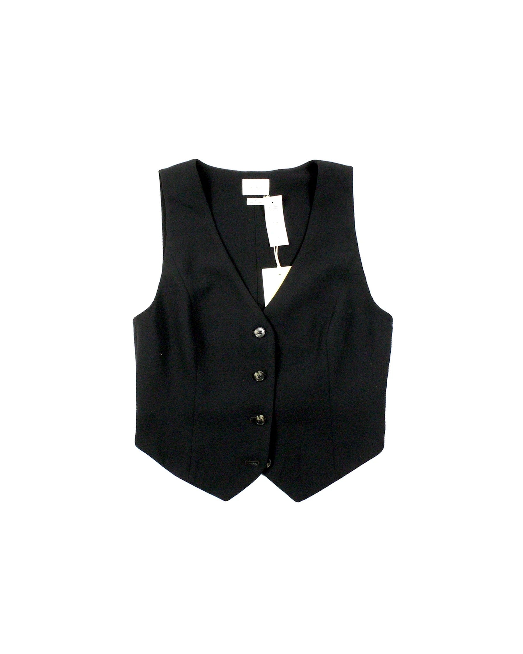 Wilfred Women's Black Sleeveless Vest Top with Button Front – Size 4