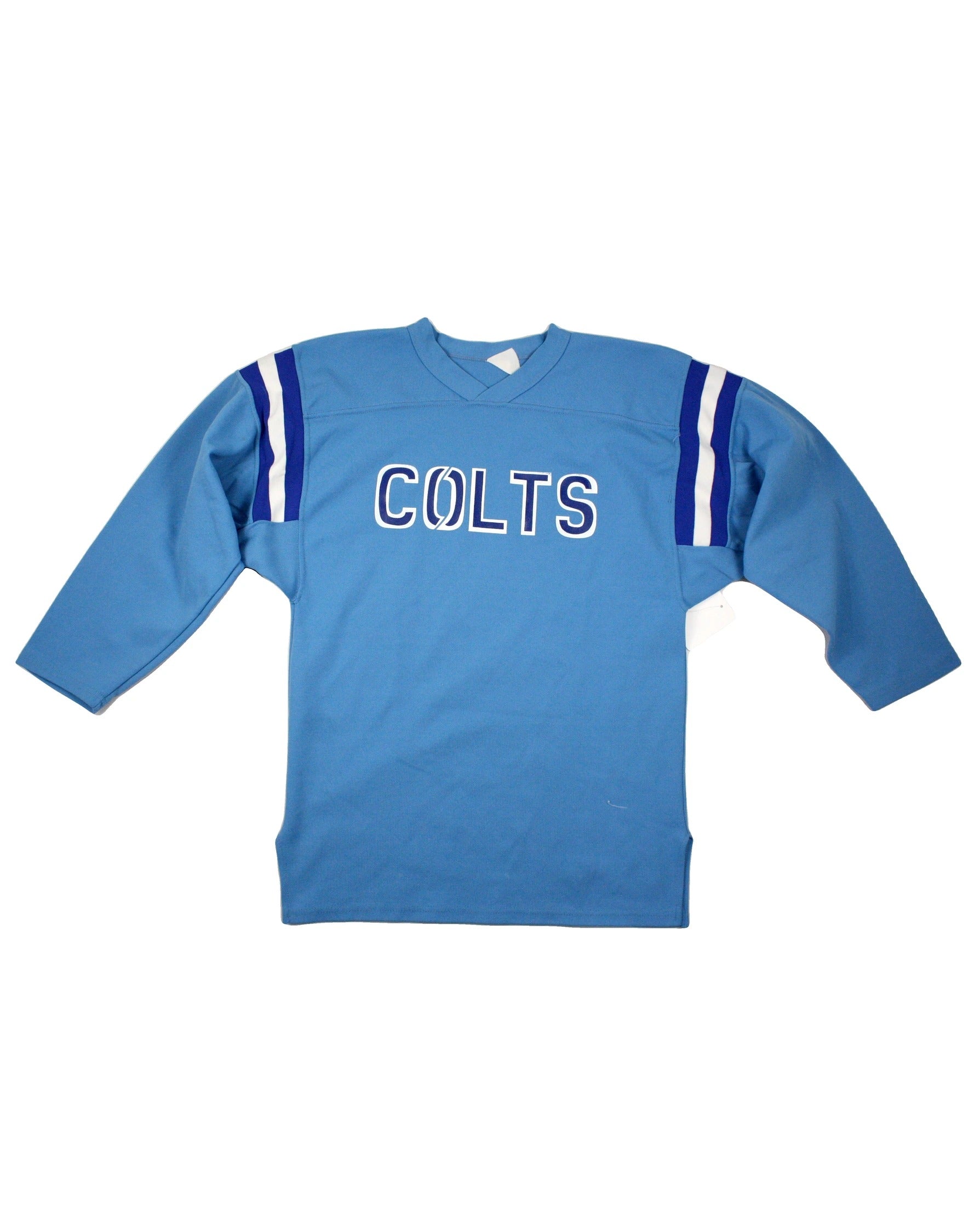 Faded Men's Blue and White Vintage Colts Long Sleeve Jersey Top