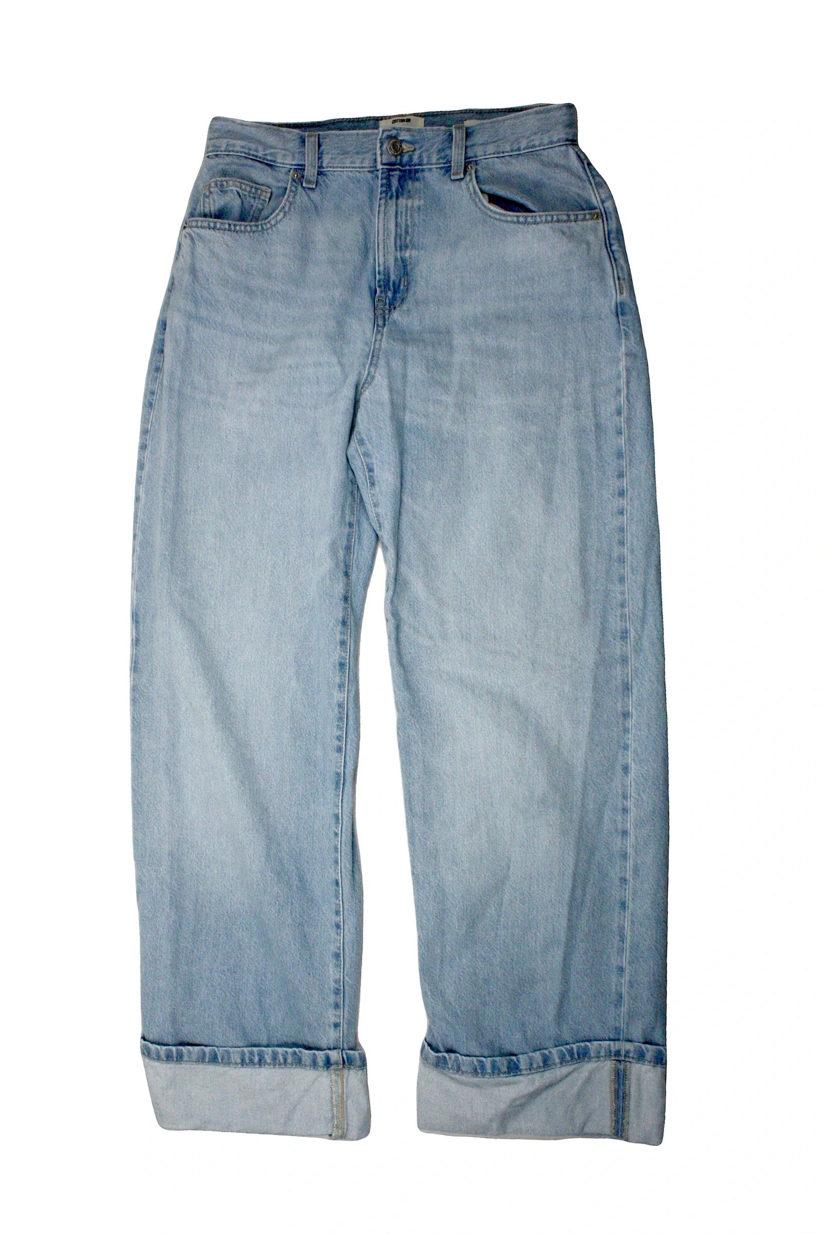 Cotton On Women's Light Blue High-Rise Straight-Leg Jeans – Size 28