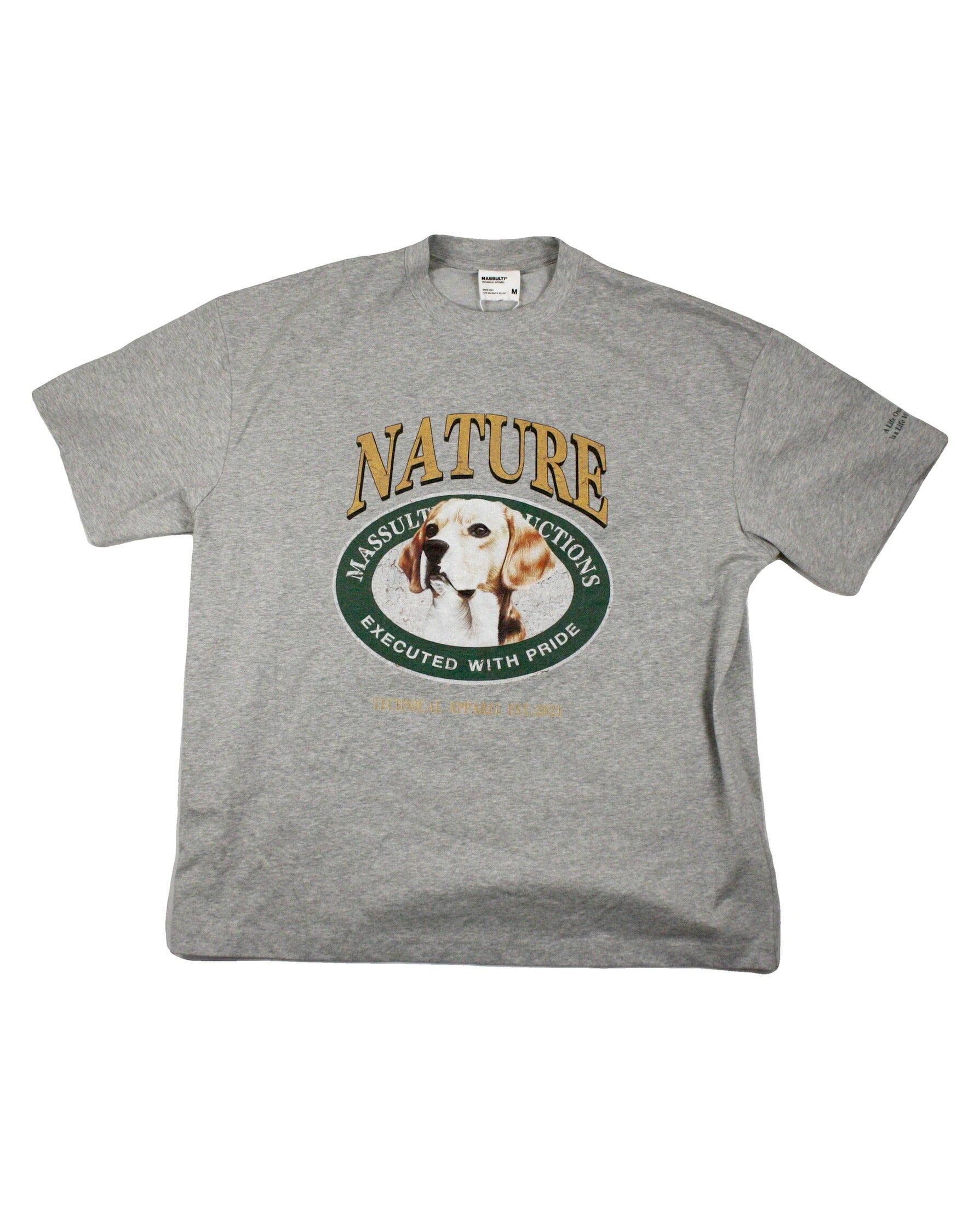 Massulti Men's Grey, Yellow, Green and Brown Nature Graphic T-Shirt – Size M