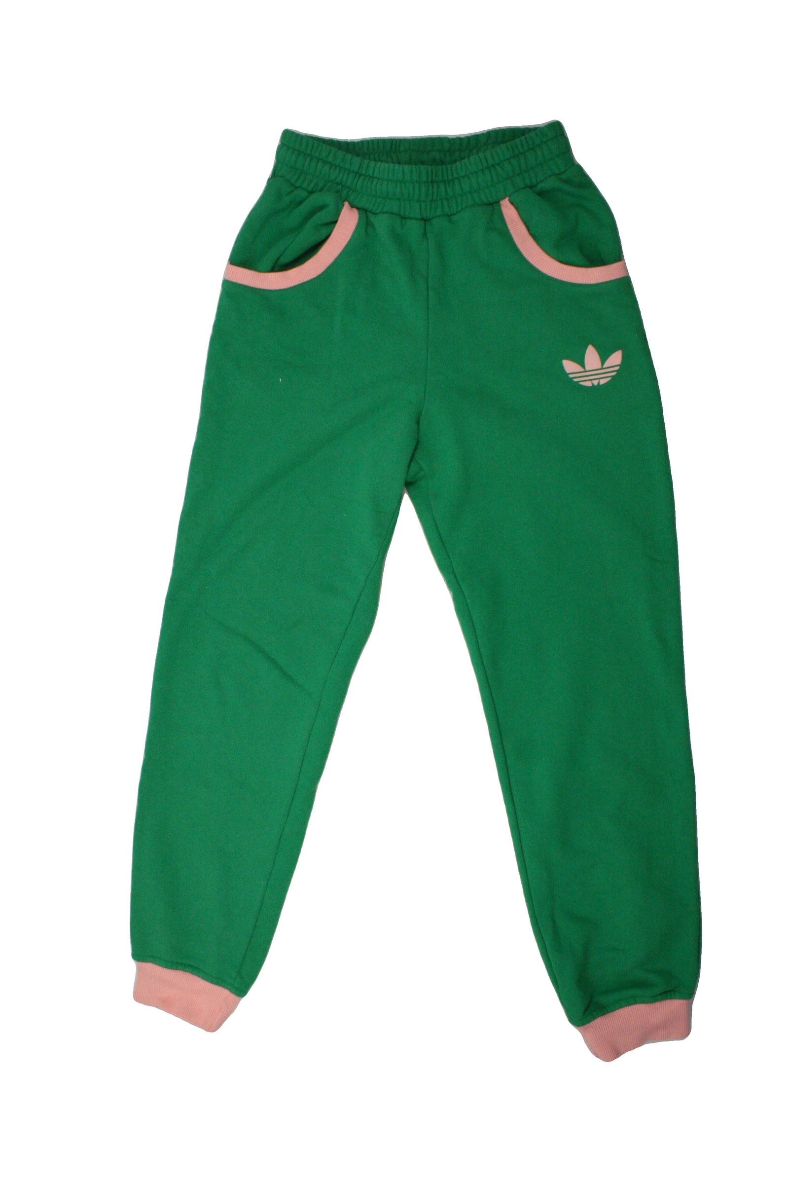 Adidas Women's Green and Pink Tapered Pants with Elastic Waist – Size 24