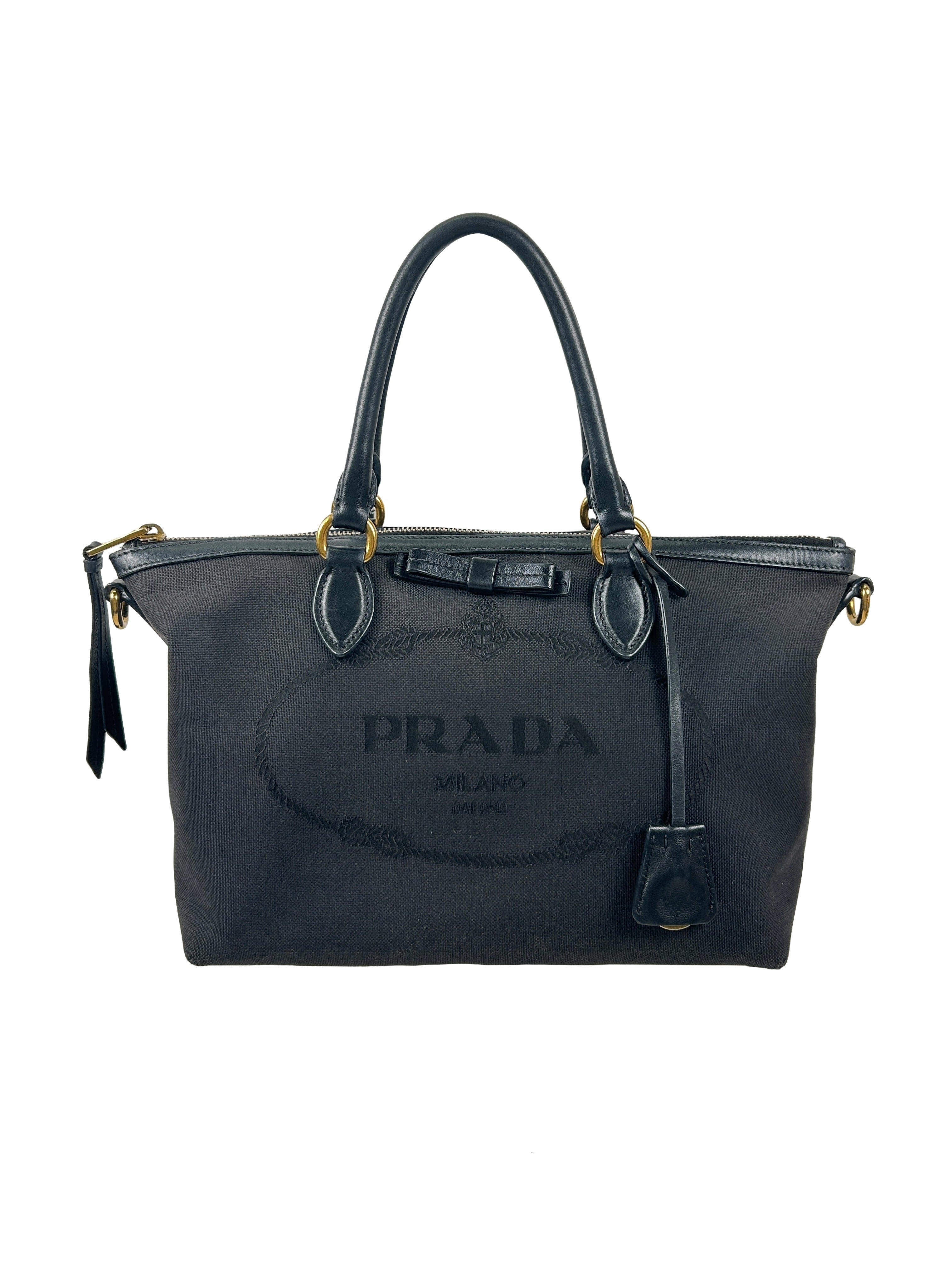 Prada Logo Jacquard Tote Bag
