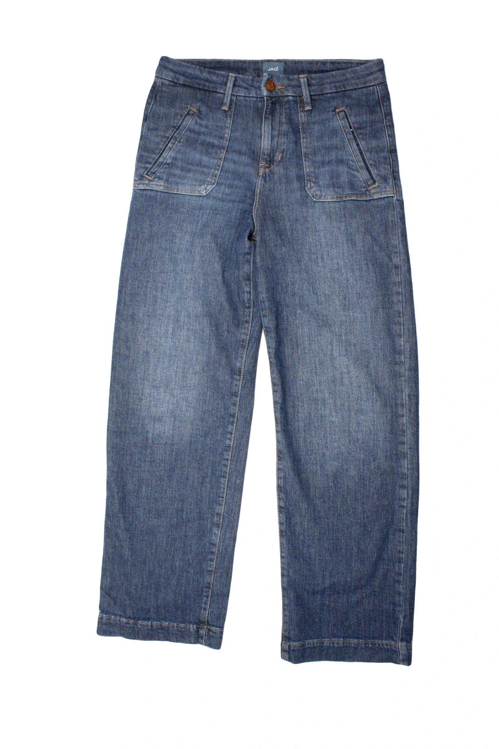 Jag Women's Navy Dark Wash Wide Leg Jeans – Size 28