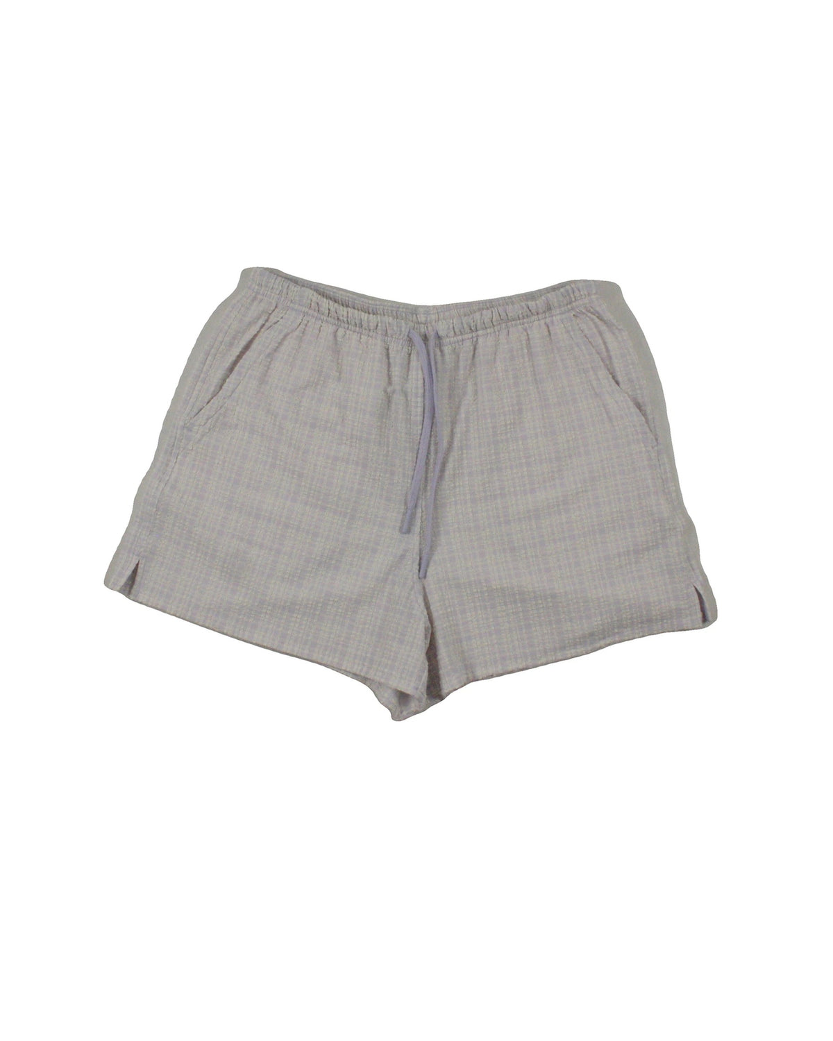 Lululemon Women's Cream/Purple Plaid Shorts with Drawstring Waist – Size 28