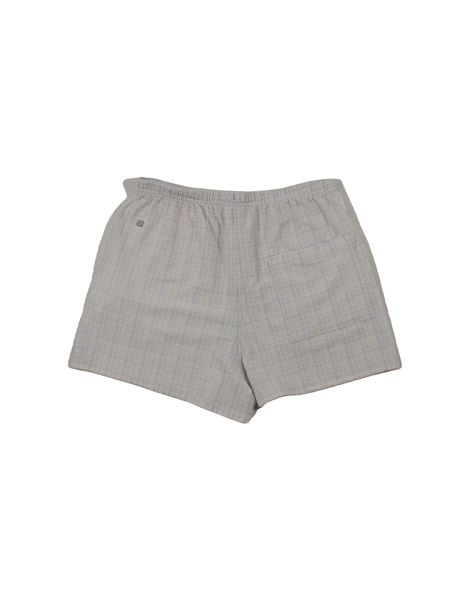 Lululemon Women's Cream/Purple Plaid Shorts with Drawstring Waist – Size 28