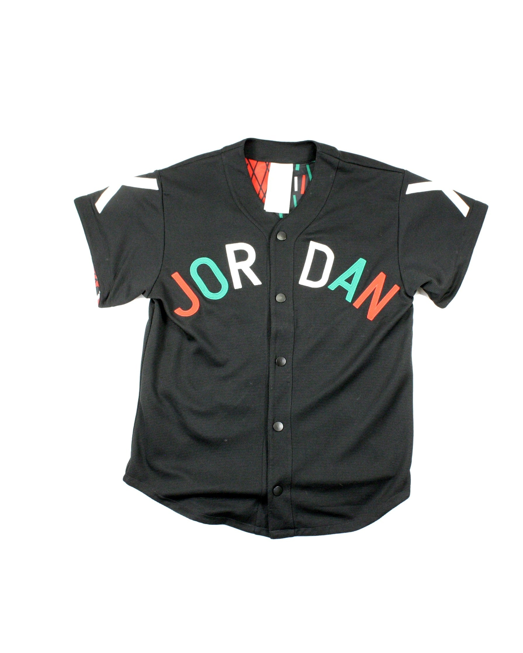 Jordan x Nina Chanel Abney Men's Black/Red/Green/White Short Sleeve Snap-Up Top – Size XS