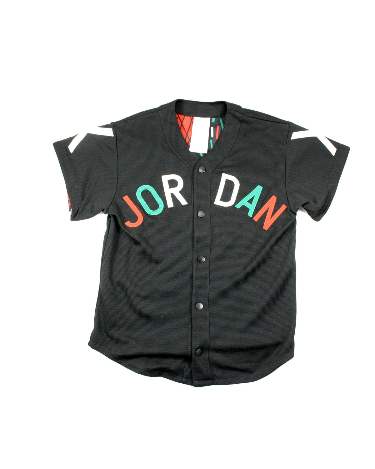 Jordan x Nina Chanel Abney Men's Black/Red/Green/White Short Sleeve Snap-Up Top – Size XS