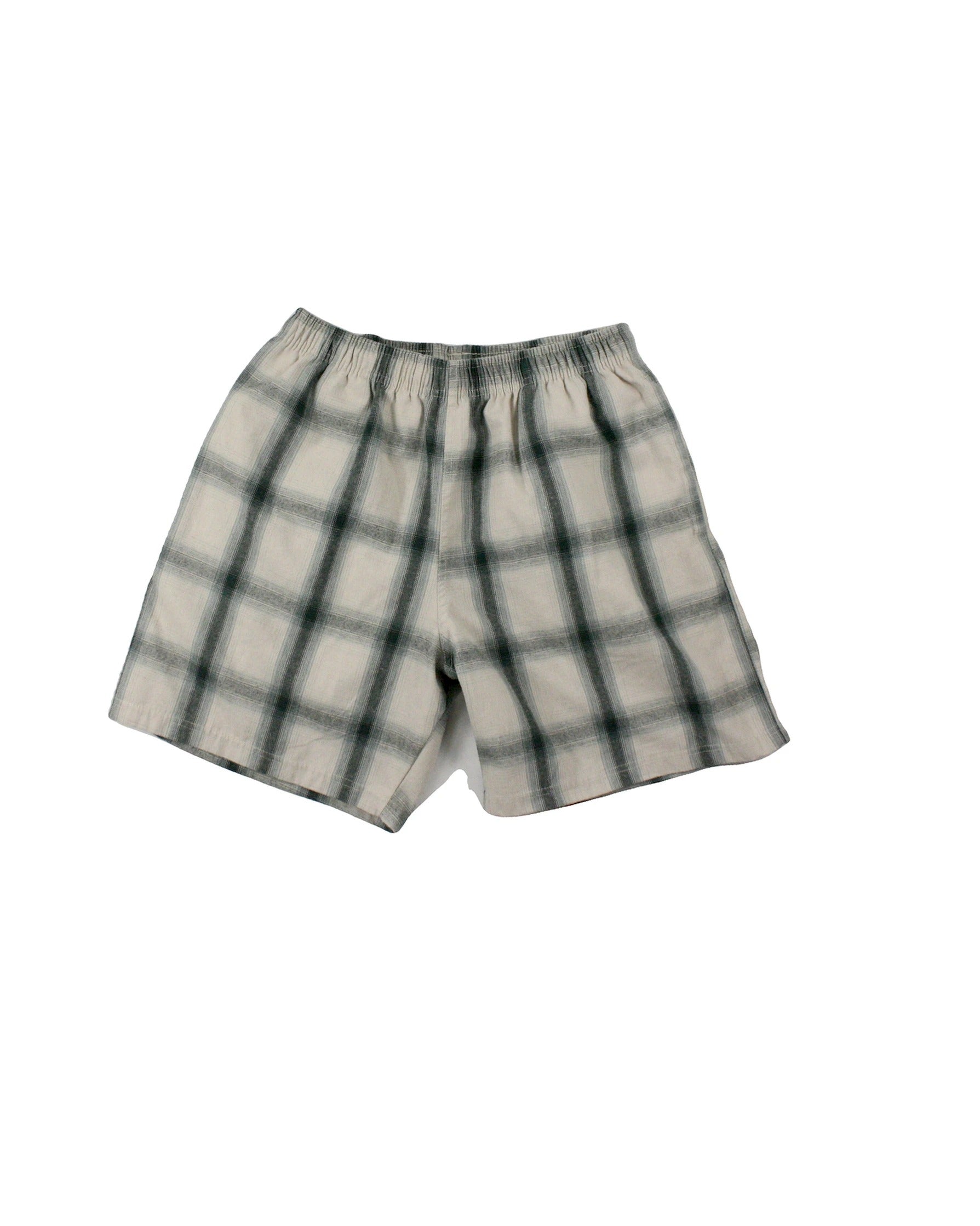 SLB Men's Green/Tan Plaid Shorts with Stretch Waistband and Drawstring – Size 28