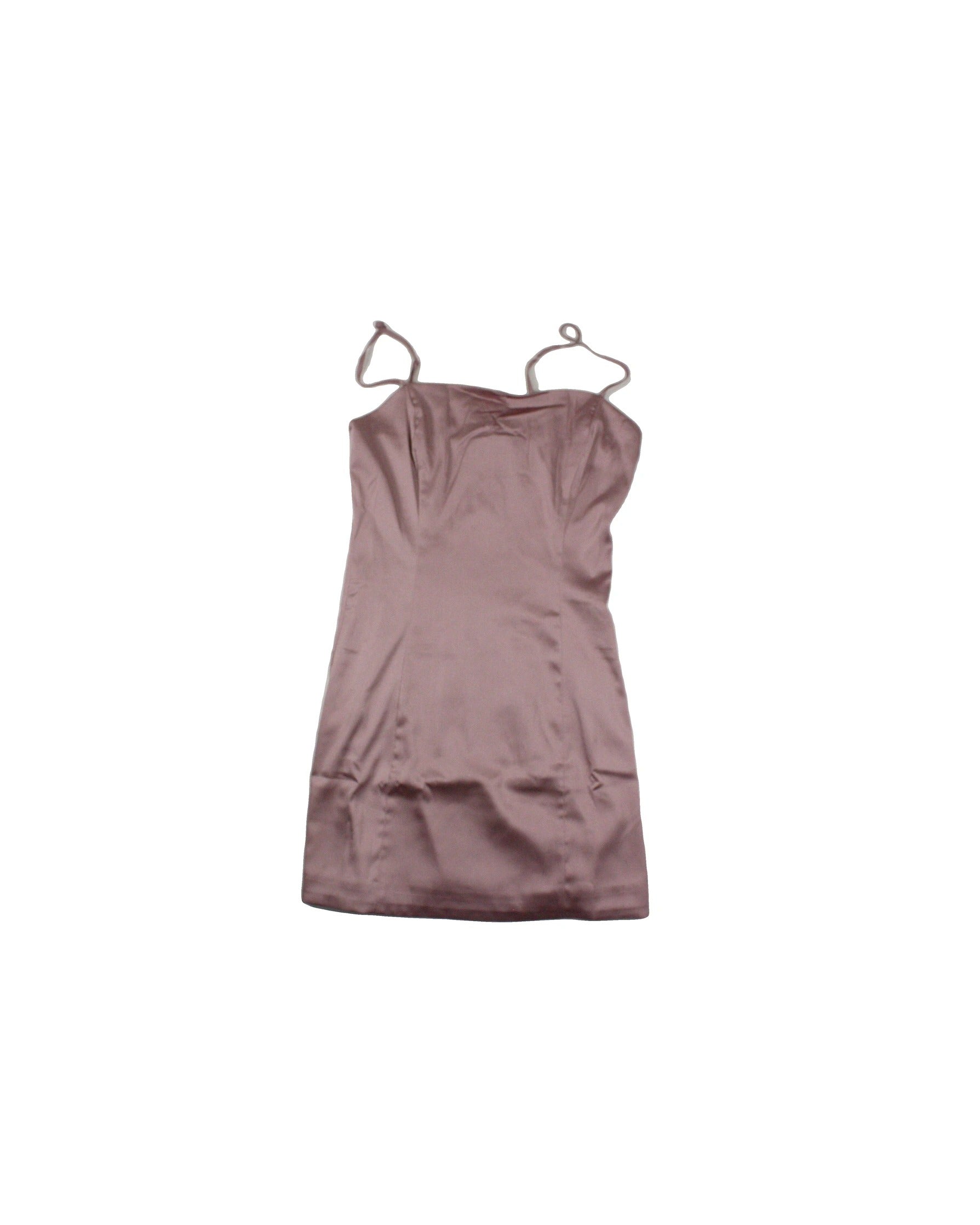 Sunday Best Women's Lilac Satin Sleeveless Mini Dress with Cowl Neck and Princess Seams