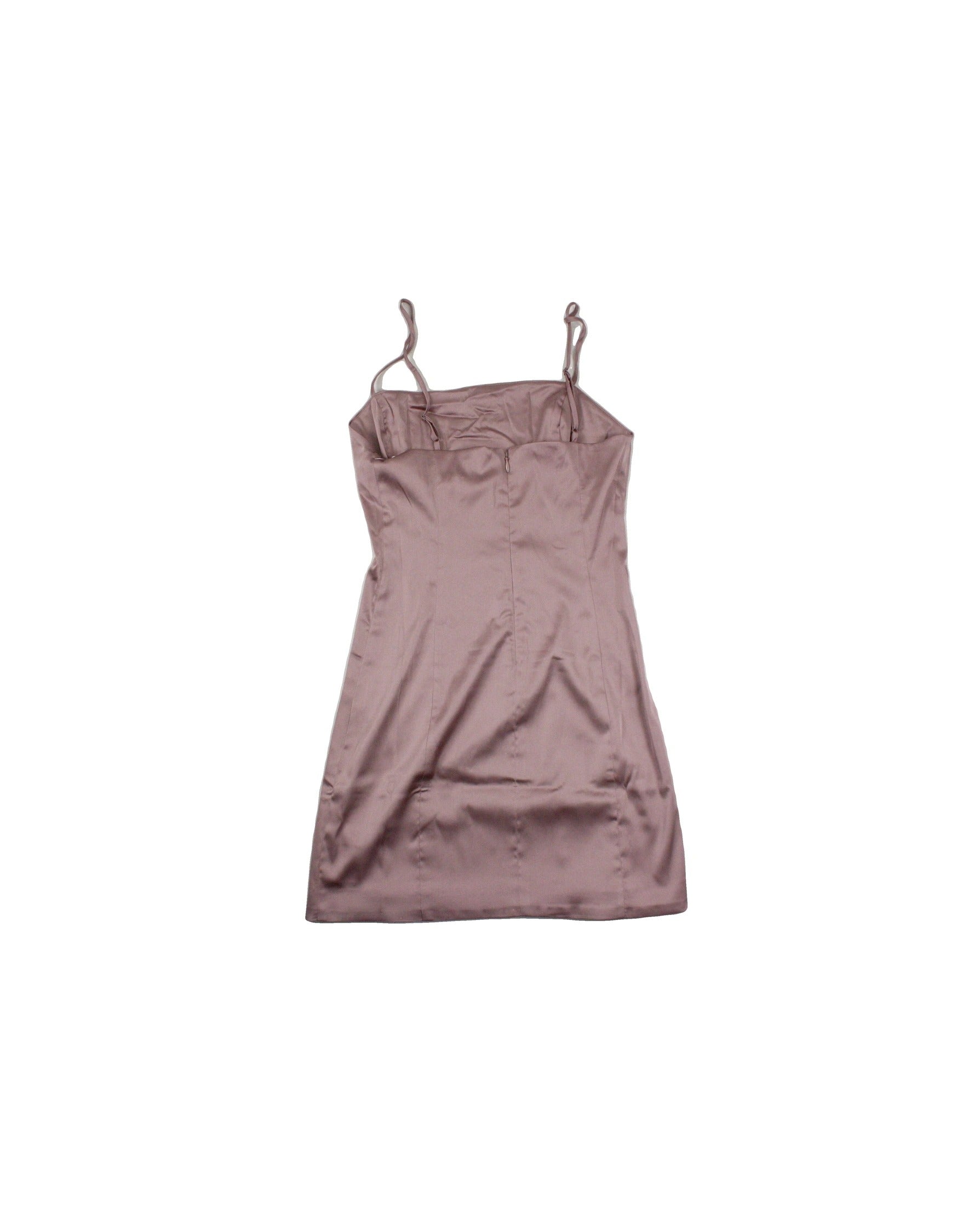 Sunday Best Women's Lilac Satin Sleeveless Mini Dress with Cowl Neck and Princess Seams