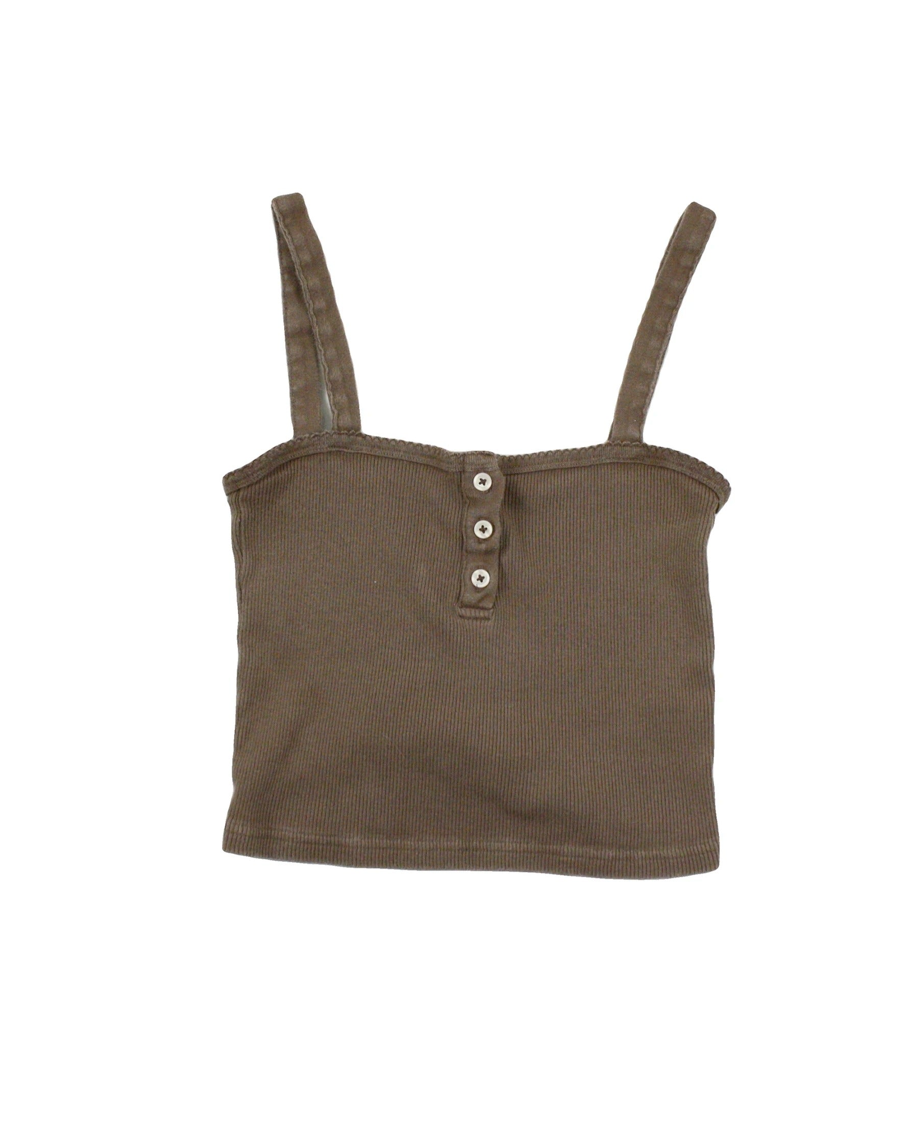 John Galt Women's Brown Sleeveless Cropped Top with Square Neck