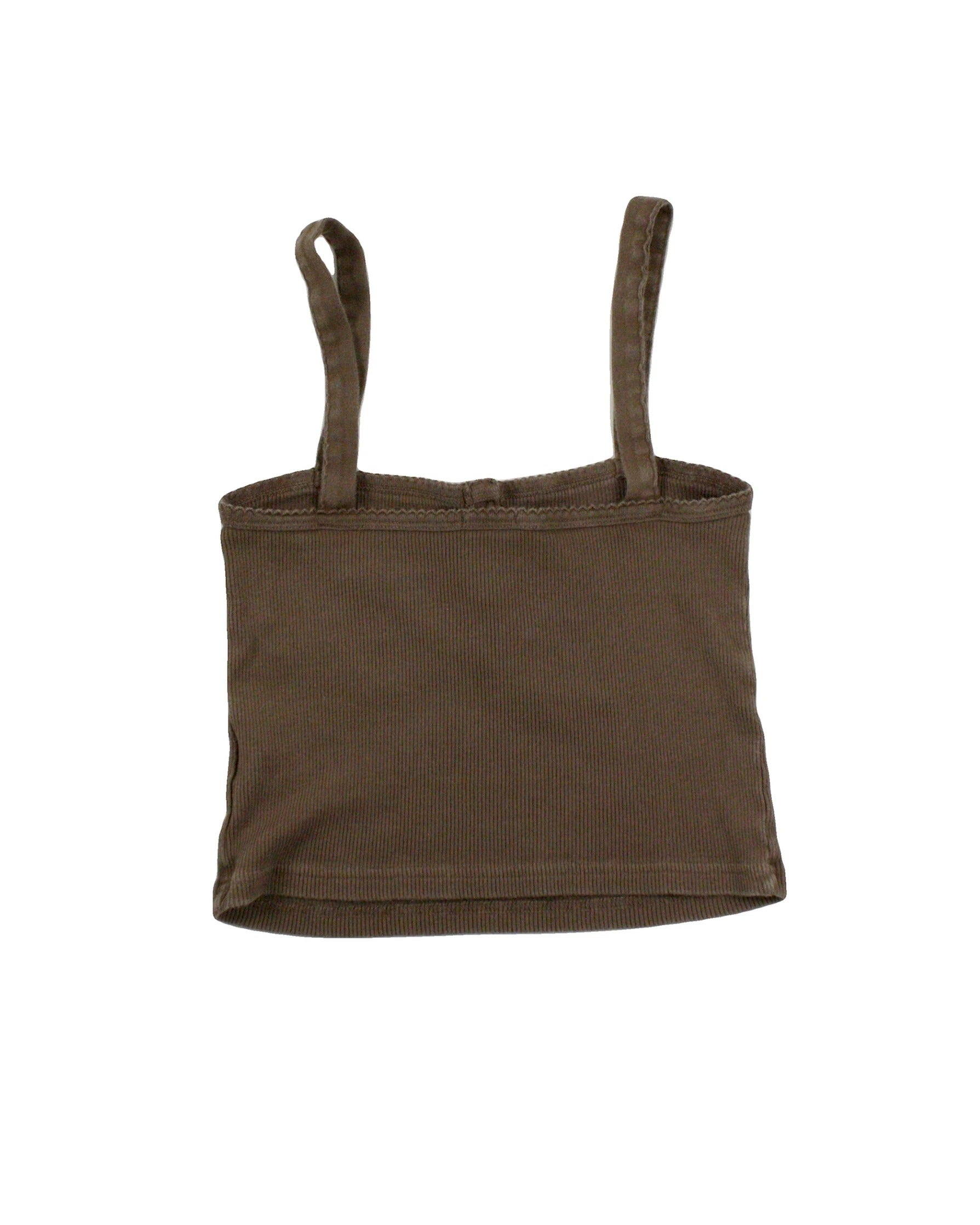 John Galt Women's Brown Sleeveless Cropped Top with Square Neck