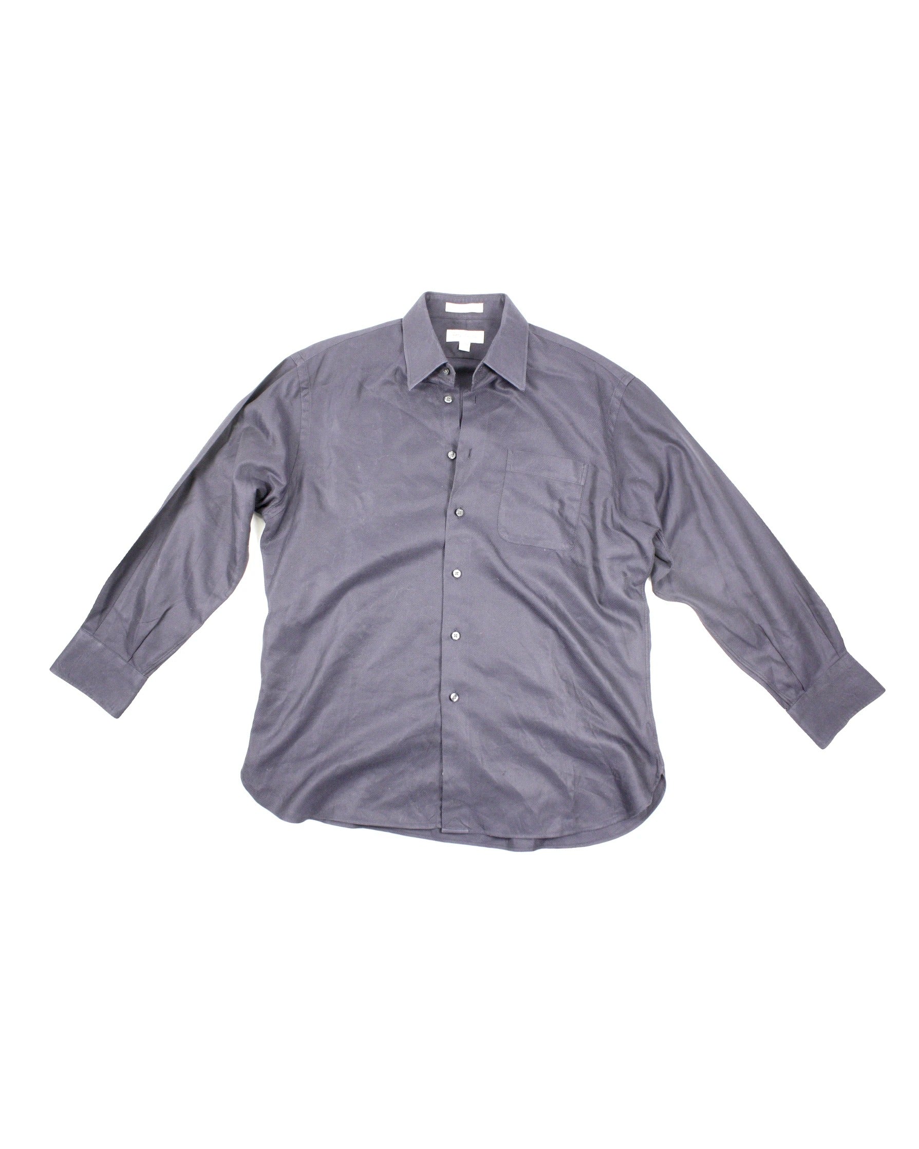 John W. Nordstrom Men's Navy Long Sleeve Egyptian Cotton Shirt with Collar and Button Front