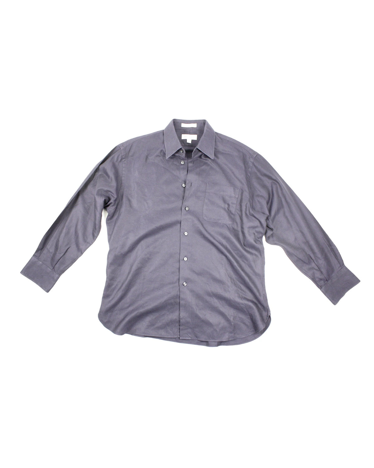 John W. Nordstrom Men's Navy Long Sleeve Egyptian Cotton Shirt with Collar and Button Front