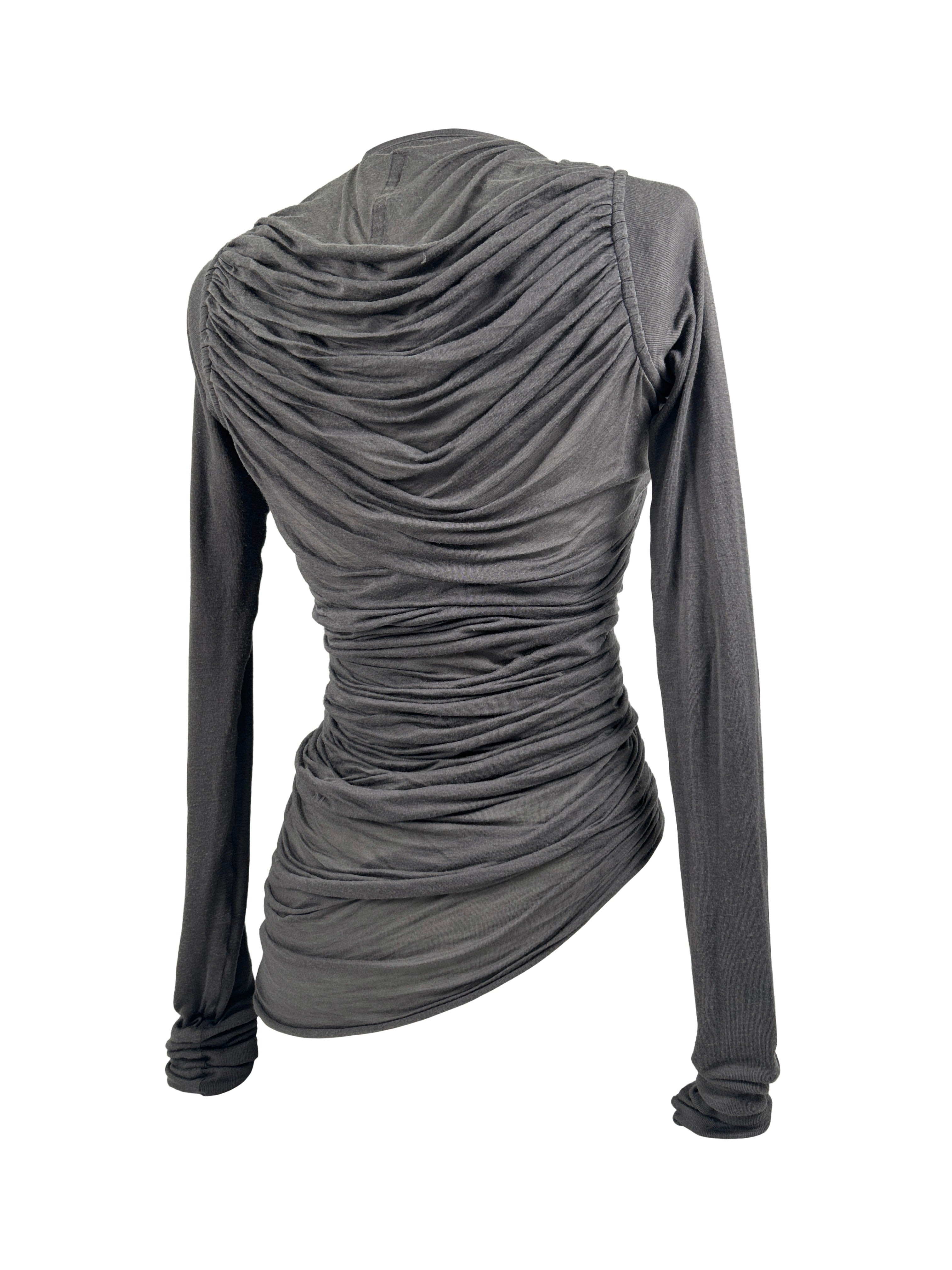 Rick Owens Lilies Gathered Asymmetrical Zip-Up Top