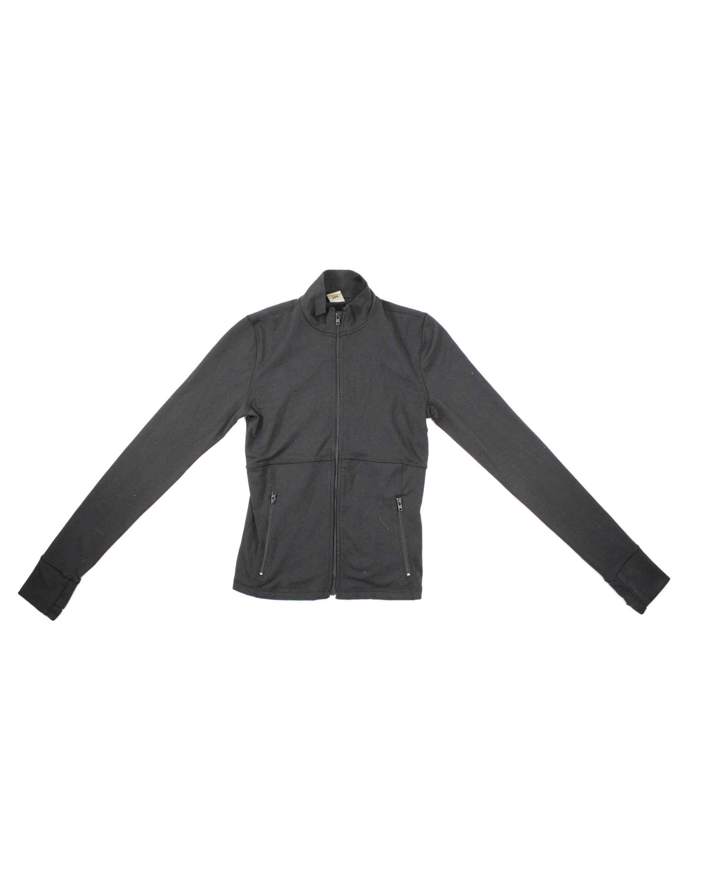 TNA Women's Black Long Sleeve Sweatshirt with High Neck and Zip Front – Size S