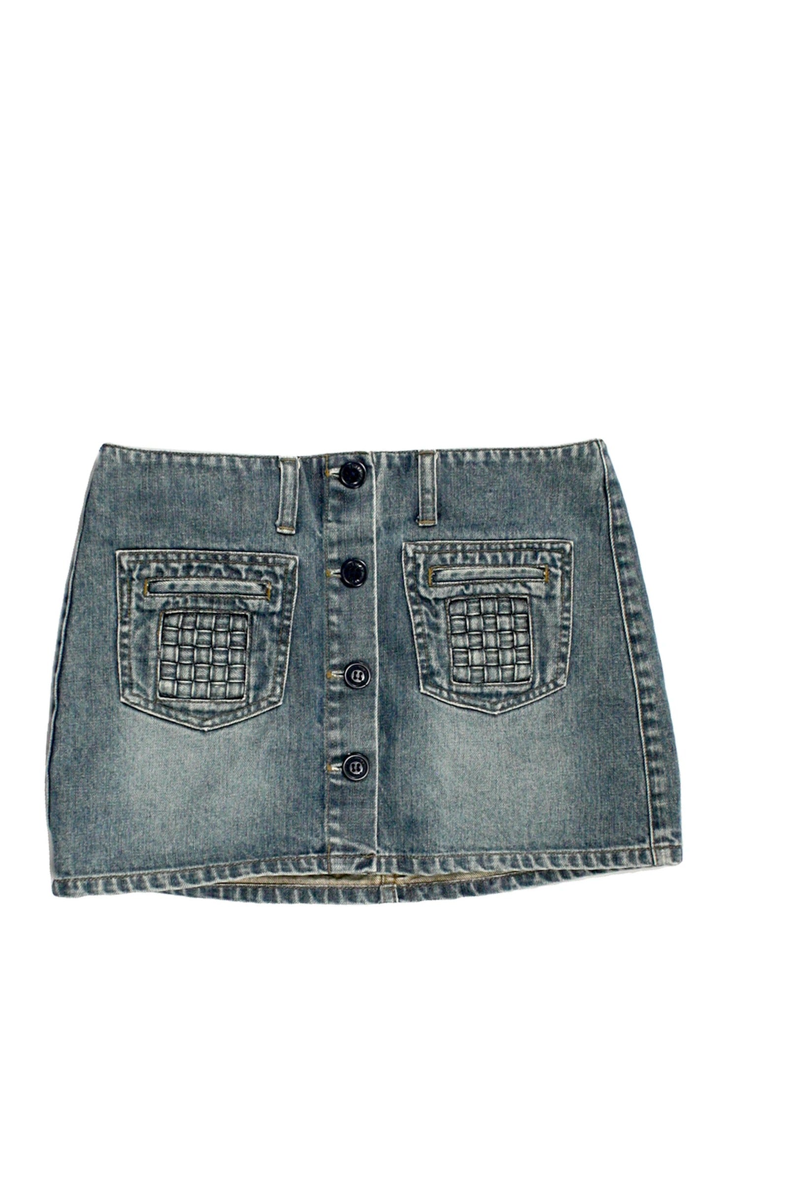 American Eagle Women's Blue Dark Wash Denim Mini Skirt with Button Front – Size 26