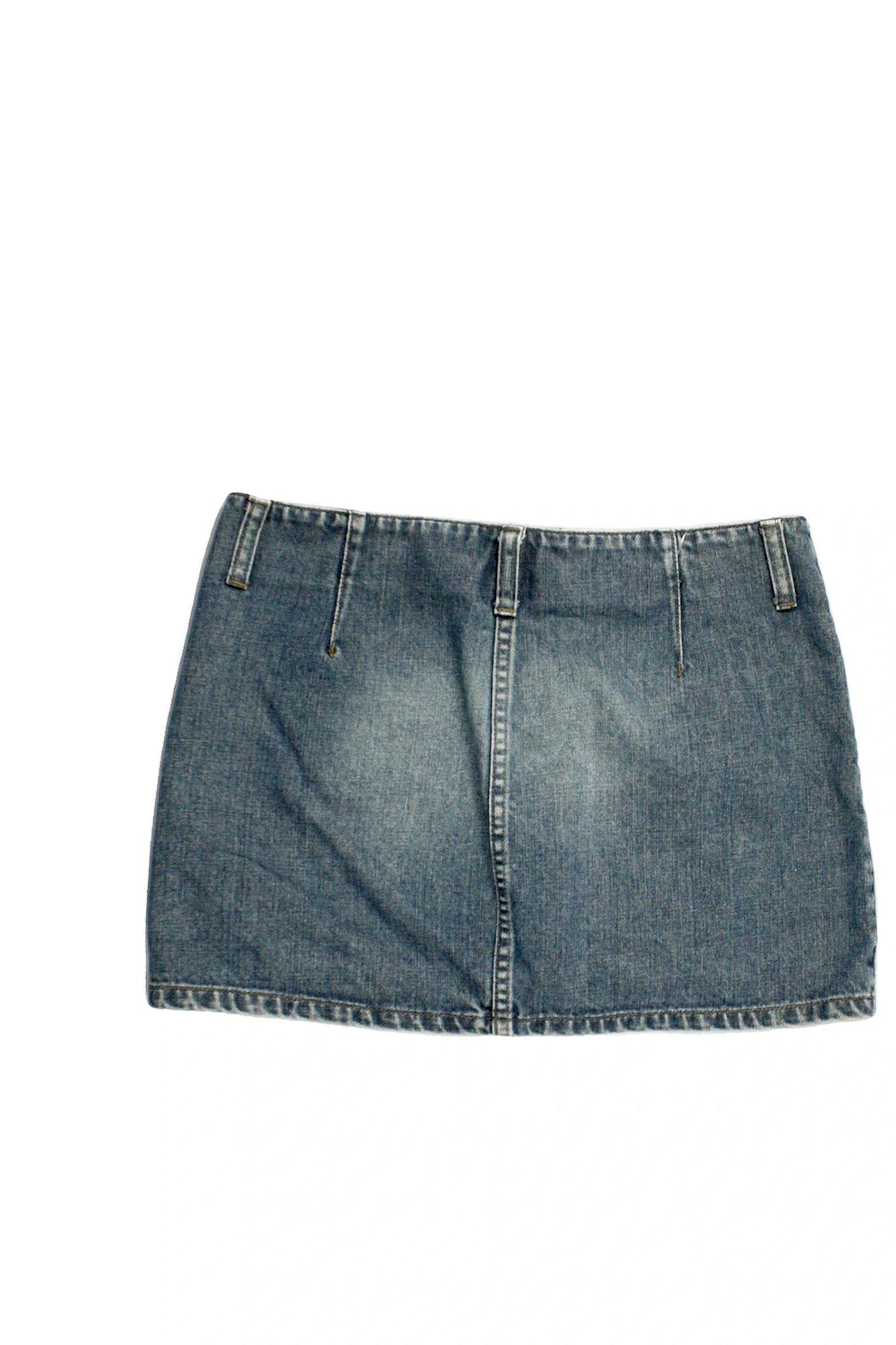 American Eagle Women's Blue Dark Wash Denim Mini Skirt with Button Front – Size 26