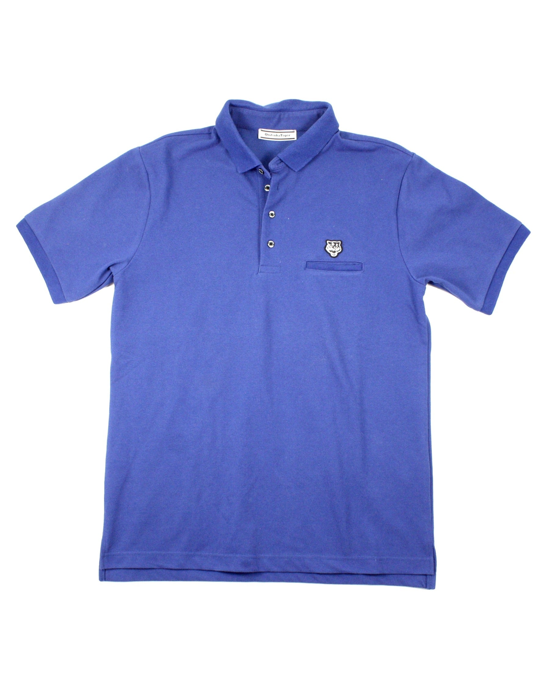 Onitsuka Tiger Men's Blue Pique Short Sleeve Polo Shirt – Size M