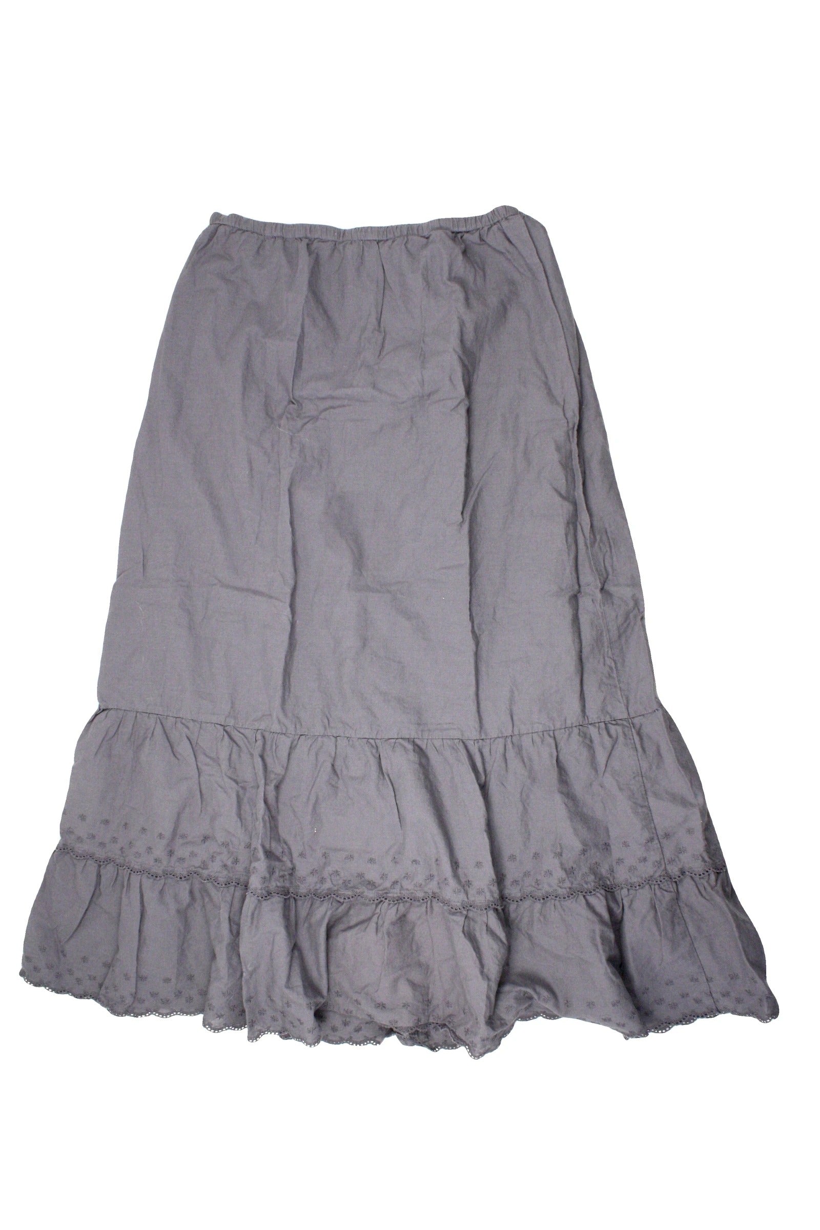 Brandy Melville Women's Grey Tiered Lace-Trim Maxi Skirt – Size 28
