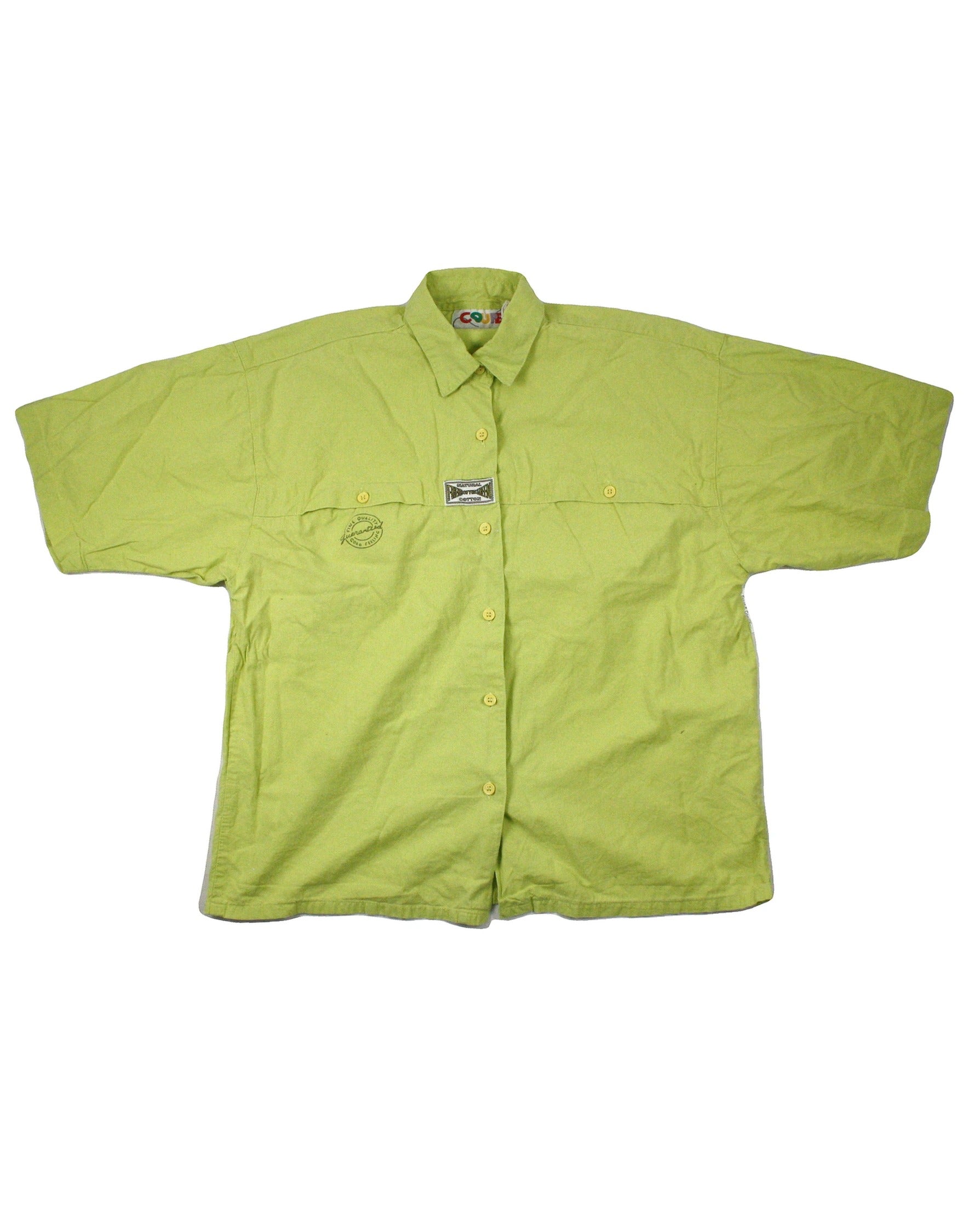 Coupe Women's Lime Cotton Short Sleeve Shirt with Front Patch – Size S