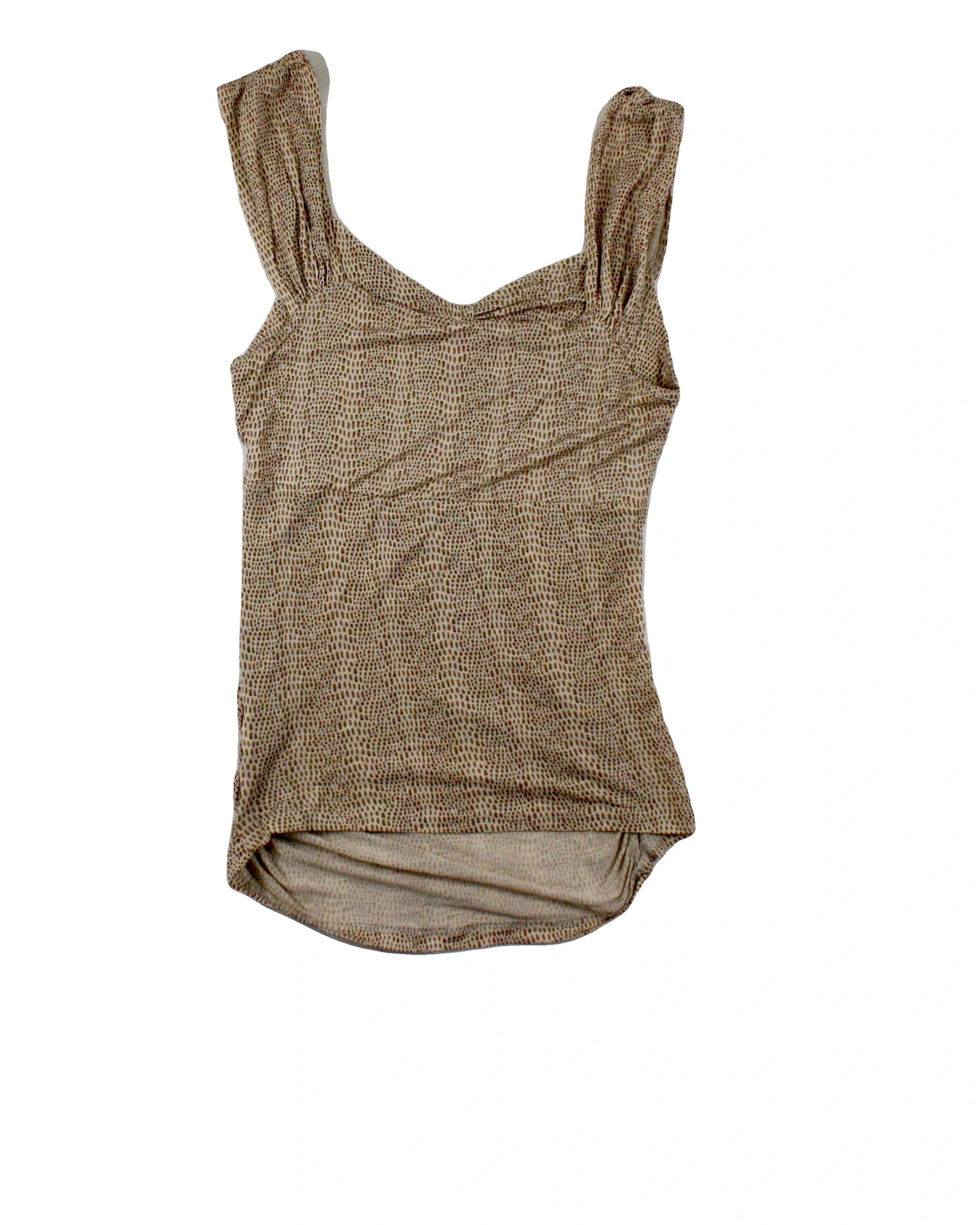 Club Monaco Women's Beige/Brown/Dark Brown Vintage Snakeskin Print Sleeveless Top – Size XS