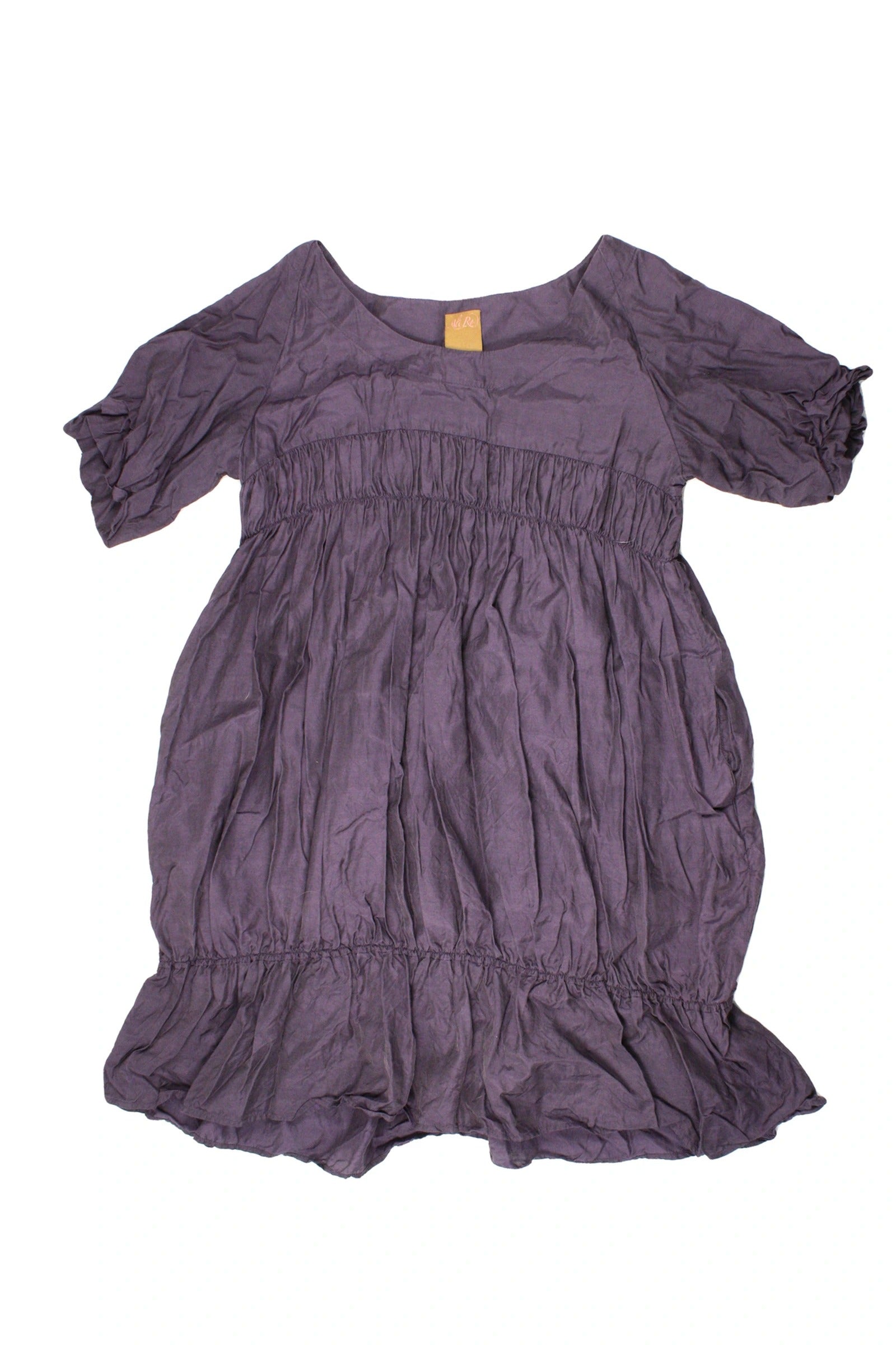 Ali Ra Women's Dark Purple Short Sleeve Empire-Waist Dress
