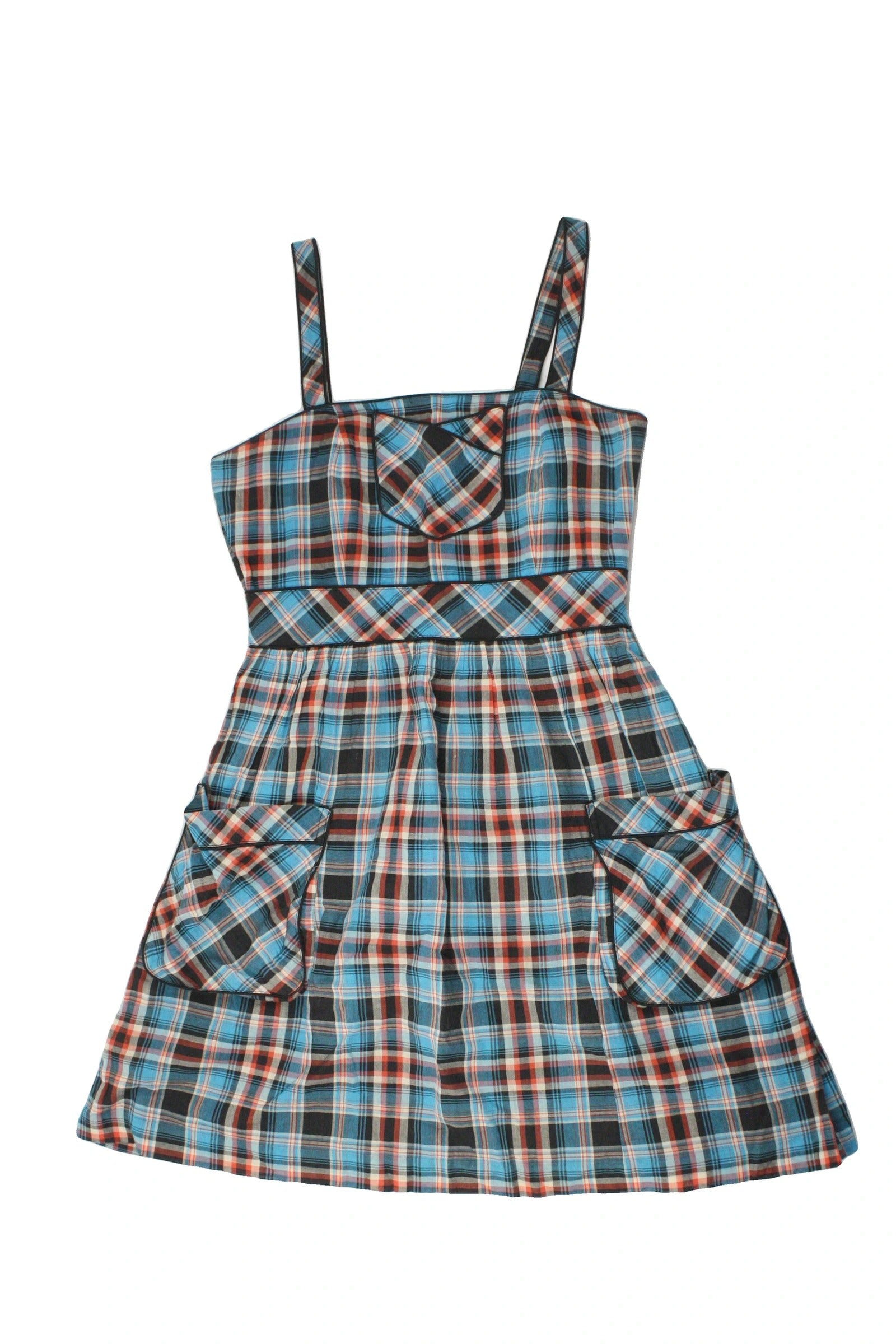 Kensie Girl Women's Blue/Black/Red/Beige Plaid Sleeveless Dress – Size S