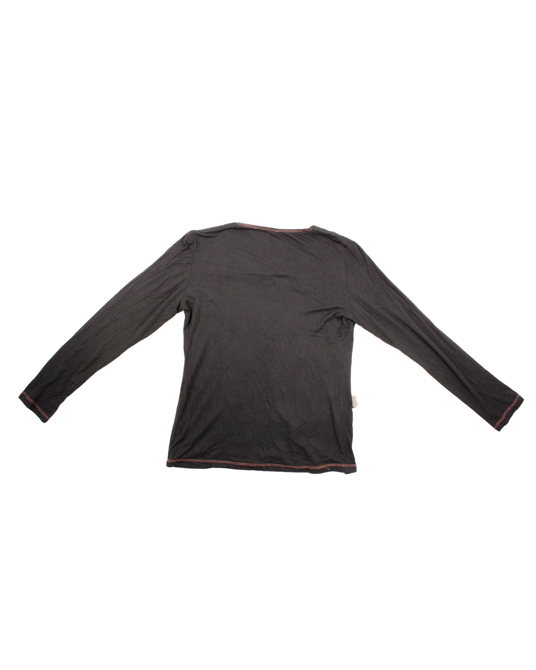 Women's Black/Grey/Orange/Brown Abstract Panel Print Long Sleeve Top – As Is