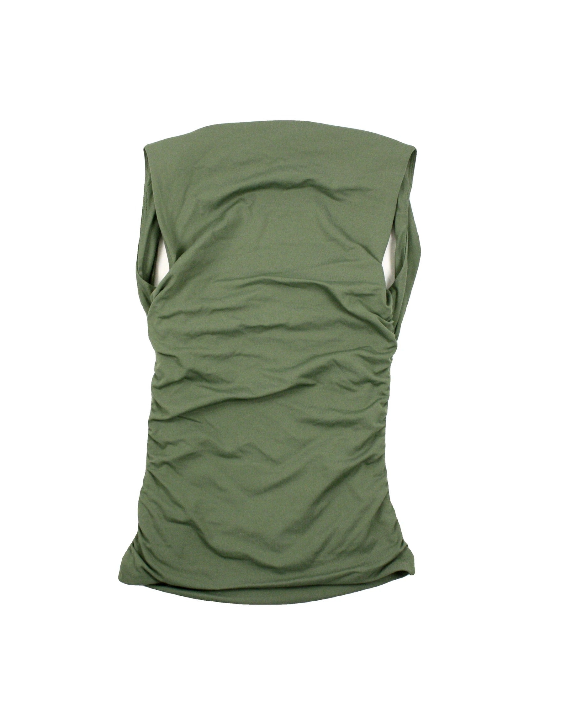 Contour by Aritzia Women's Green Cowl-Neck Sleeveless Top with Side Ruching – Size XS