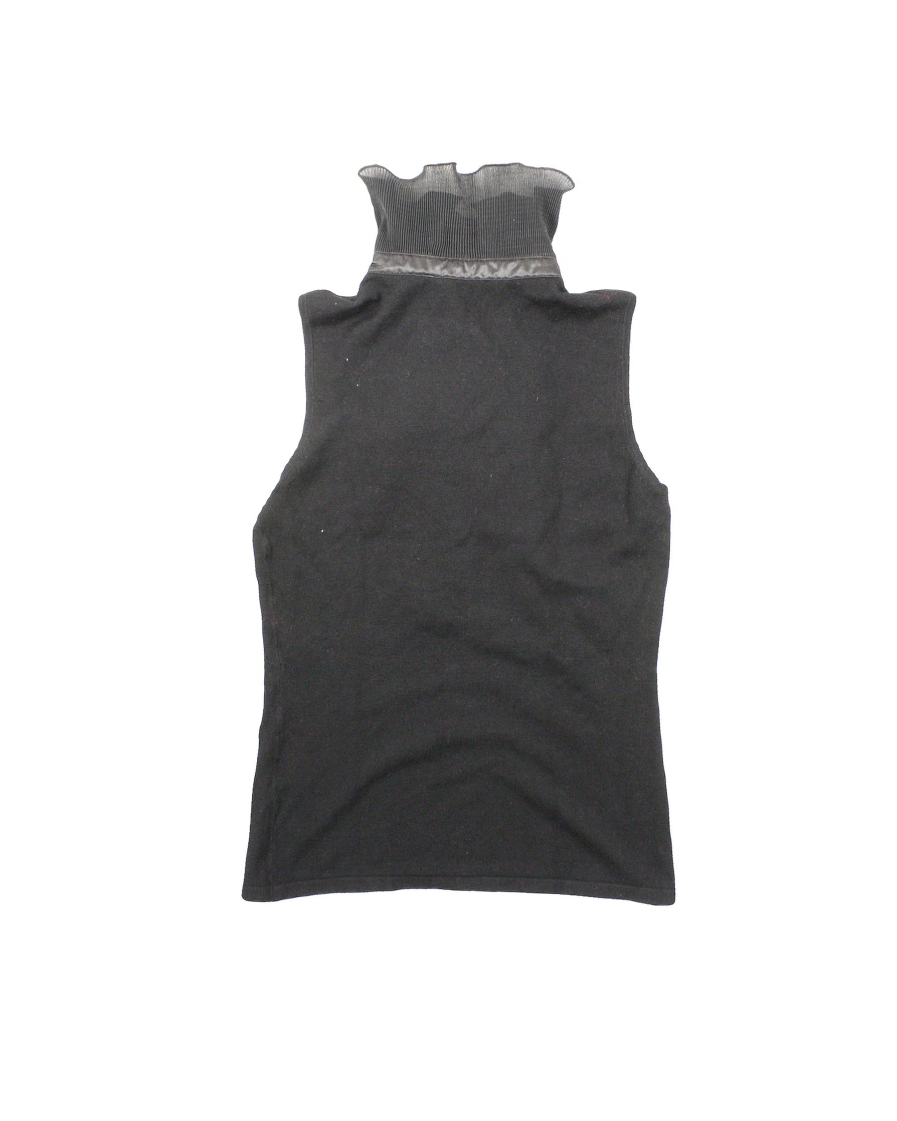 Barami Women's Black Light-Knit Ruffle Sleeveless Top – Size S