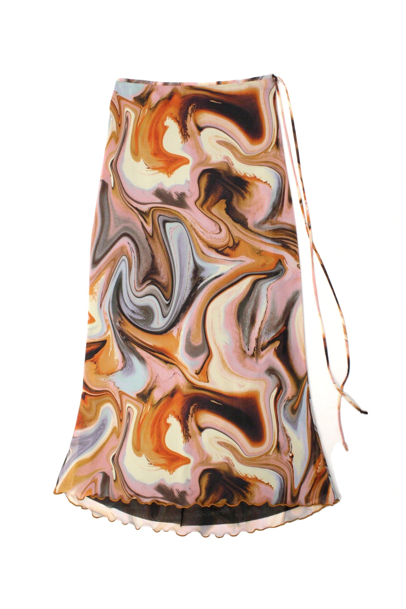 Zara Women's Pink/Orange/Blue/Yellow Swirl Print Mesh Maxi Skirt – Size 24