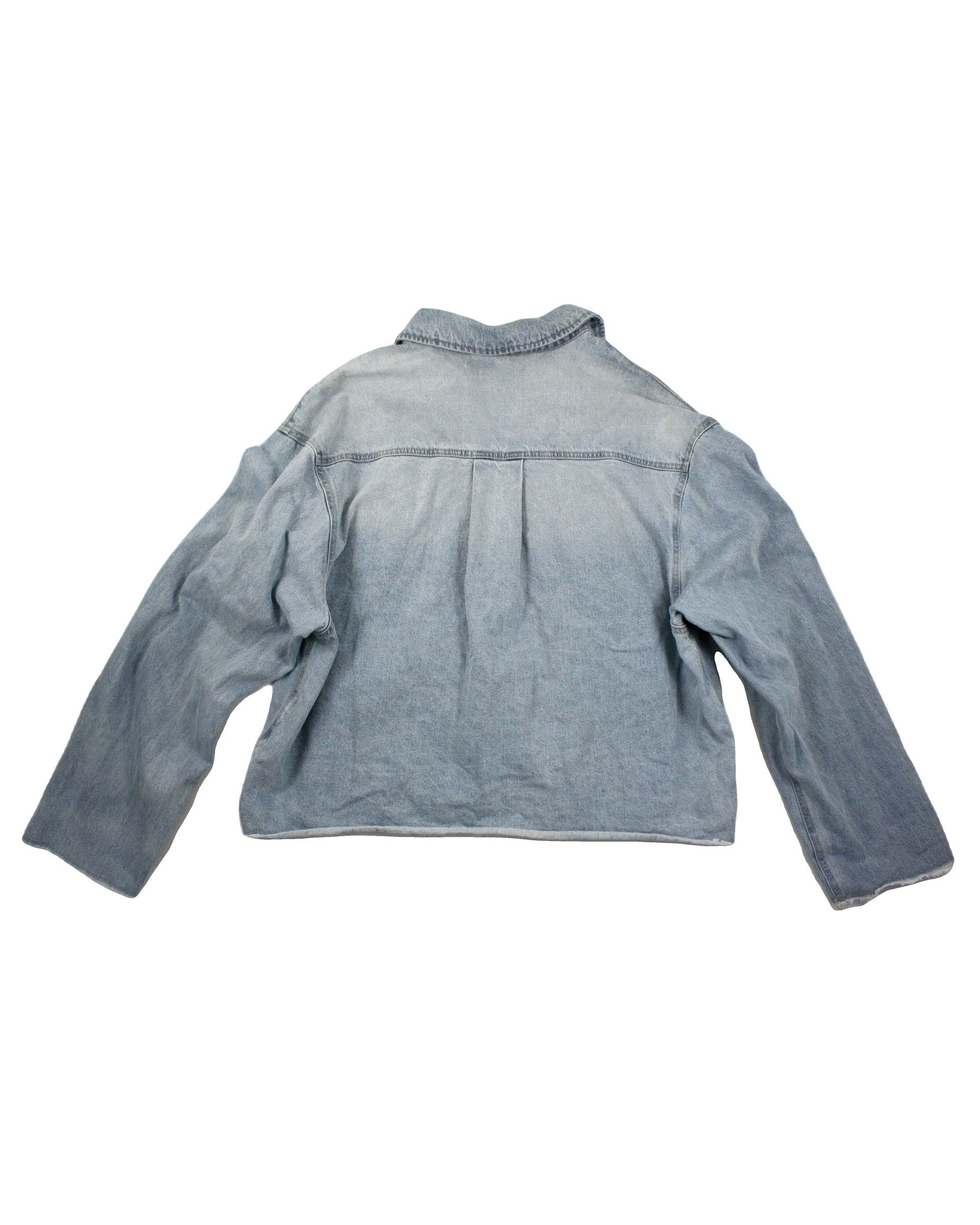 Zara Women's Light Blue Light Wash Denim Long Sleeve Jacket – Size XL